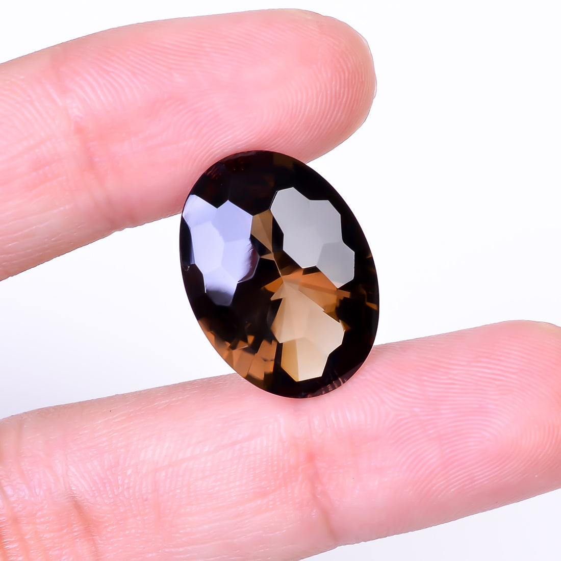 Natural Smoky Quartz Oval Shape Faceted Loose Gemstone For Making Jewelry 14.5 Ct. 20X15X9 mm Y-10496