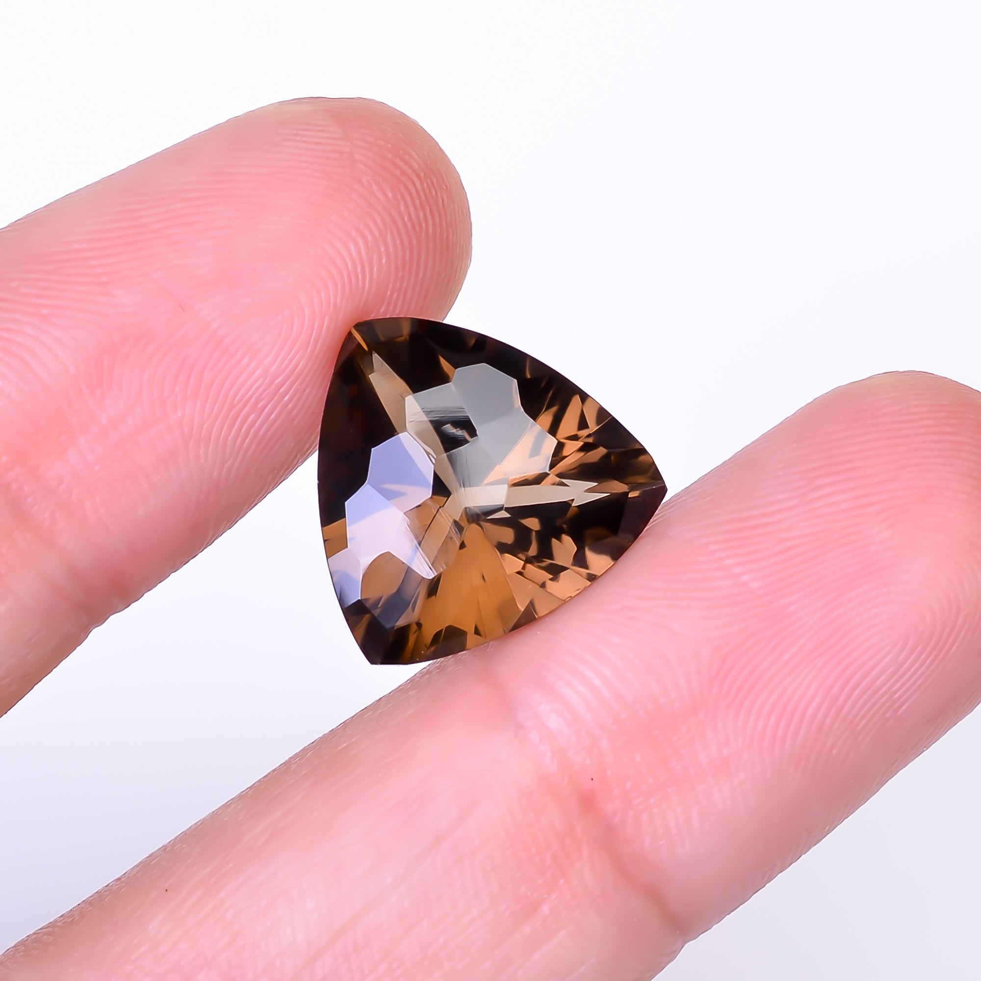 Natural Smoky Quartz Trillion Shape Faceted Loose Gemstone For Making Jewelry 8.5 Ct. 14X14X8 mm Y-10503