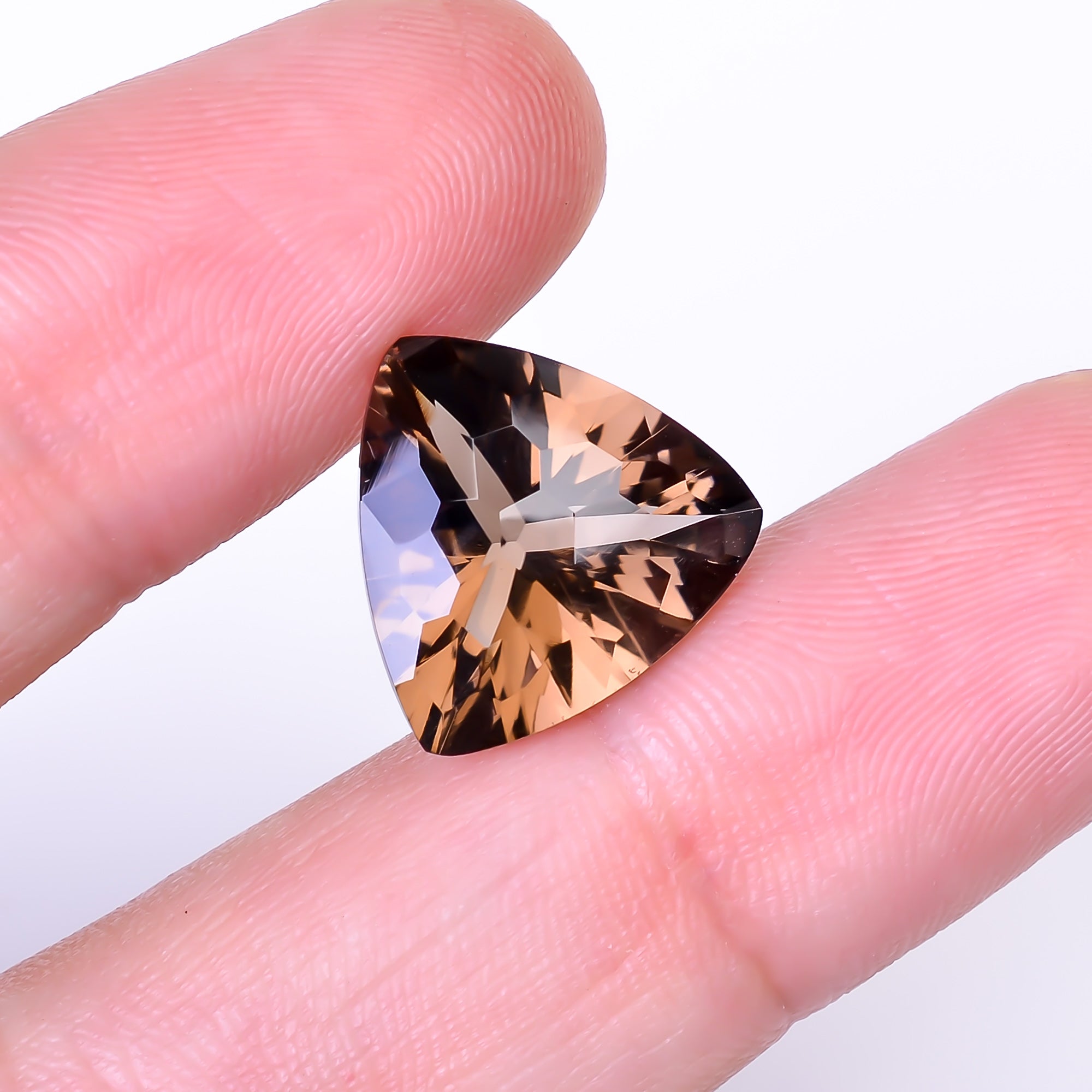 Natural Smoky Quartz Trillion Shape Faceted Loose Gemstone For Making Jewelry 8 Ct. 14X14X8 mm Y-10505