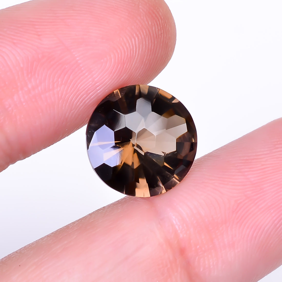 Natural Smoky Quartz Round Shape Faceted Loose Gemstone For Making Jewelry 6 Ct. 12X12X8 mm Y-10507