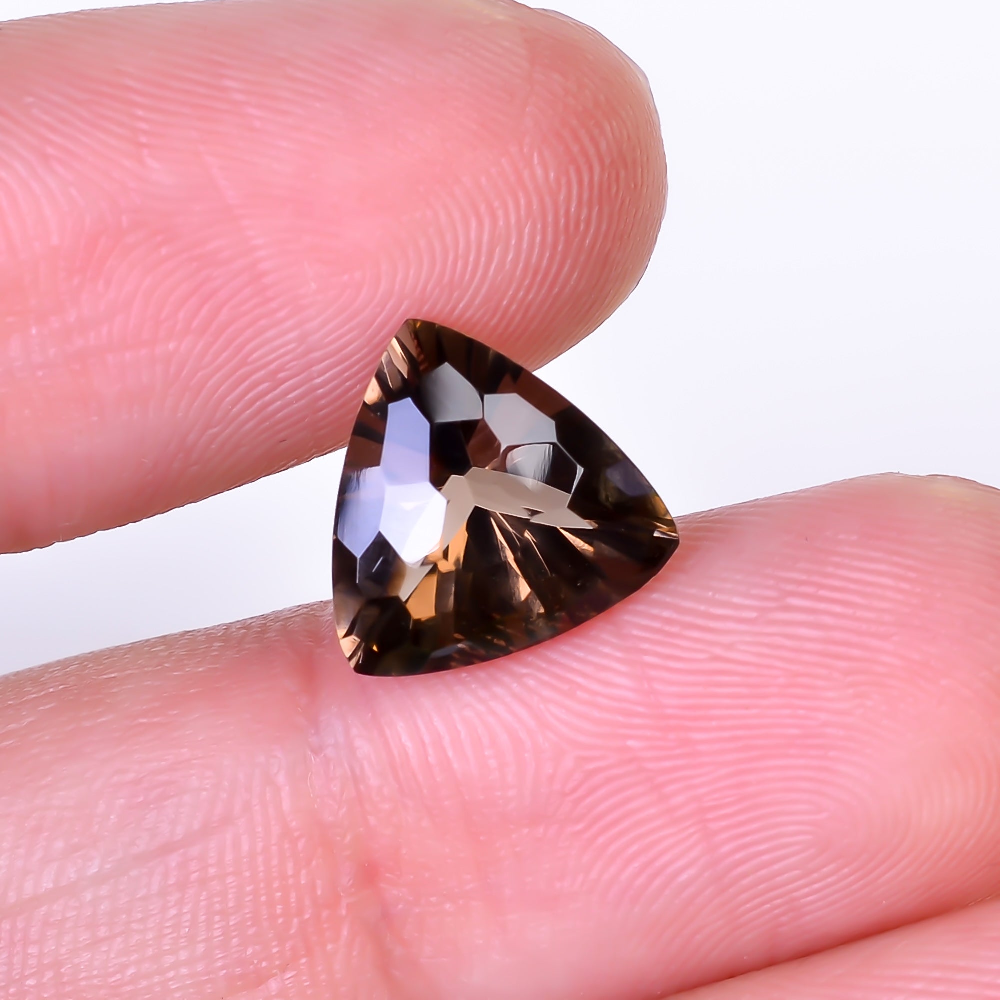Natural Smoky Quartz Trillion Shape Faceted Loose Gemstone For Making Jewelry 3.5 Ct. 10X10X7 mm Y-10512