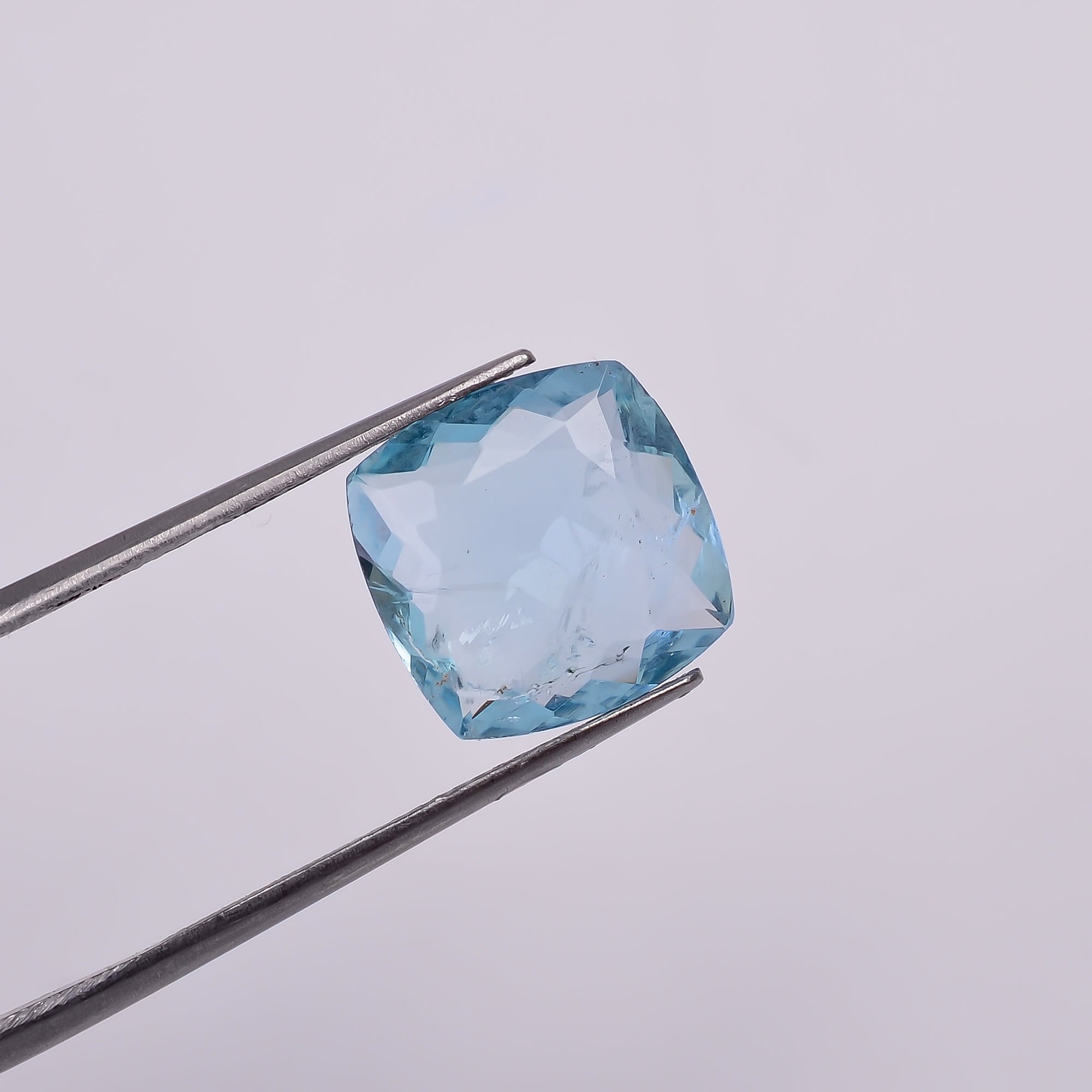 Natural Aquamarine Cushion Shape Cut Stone Loose Gemstone For Making Jewelry 5 Ct. 12X12X4 MM Y-10547