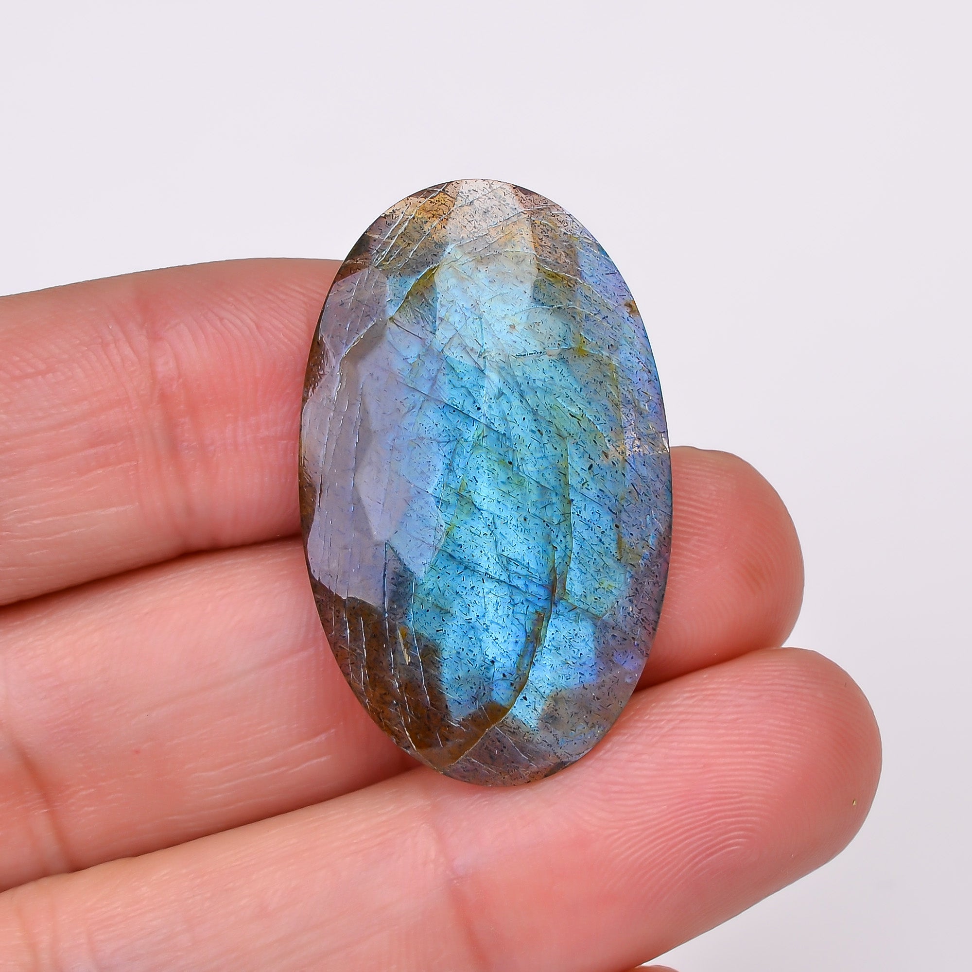 Natural Labradorite Oval Shape Cut Stone Loose Gemstone For Making Jewelry 25.5 Ct. 33X20X6 MM Y-10565