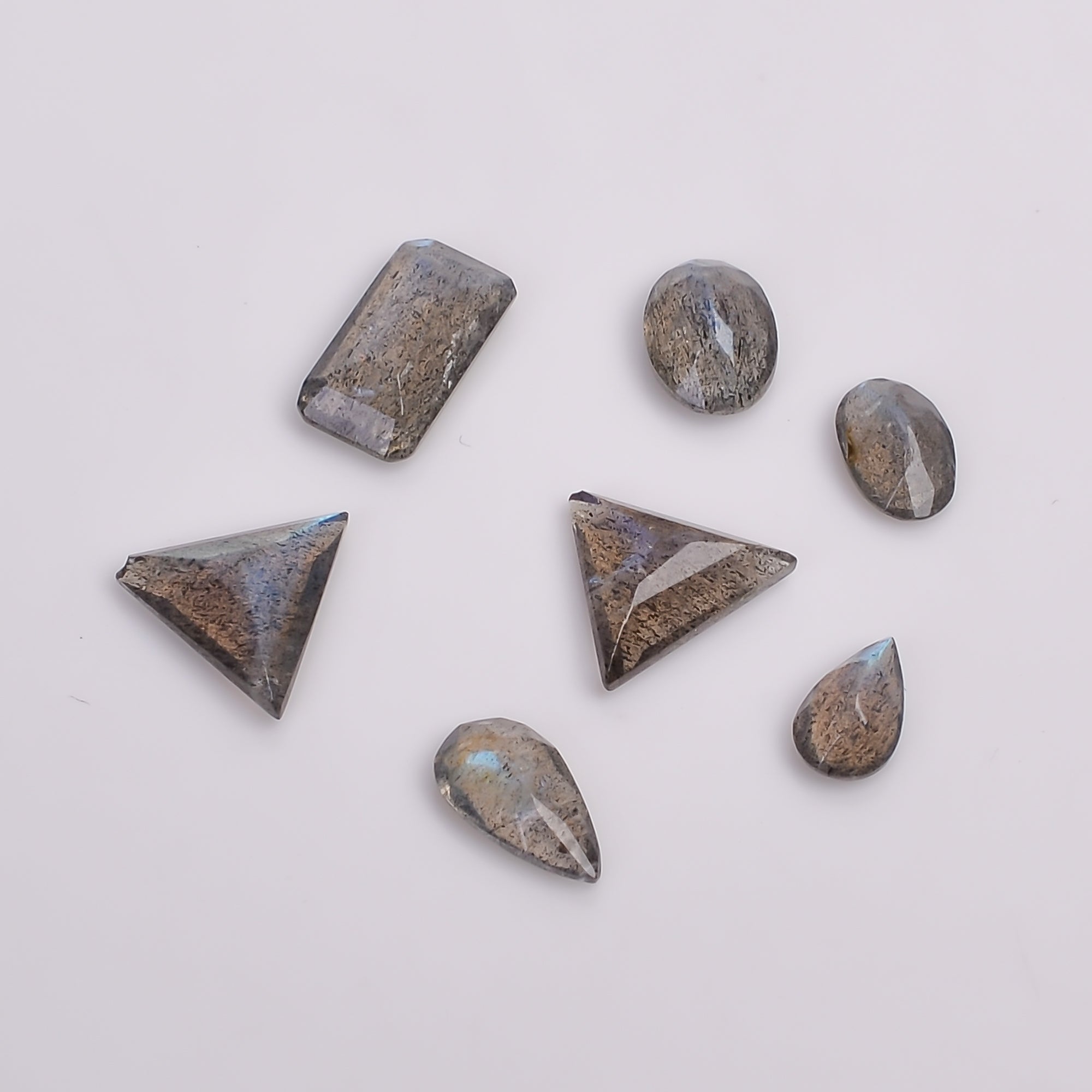 Natural Labradorite Mix Shape Cut Stone Loose Gemstone 7 Pcs Lot For Making Jewelry 6 Ct. 6X4 10X5 MM Y-10624