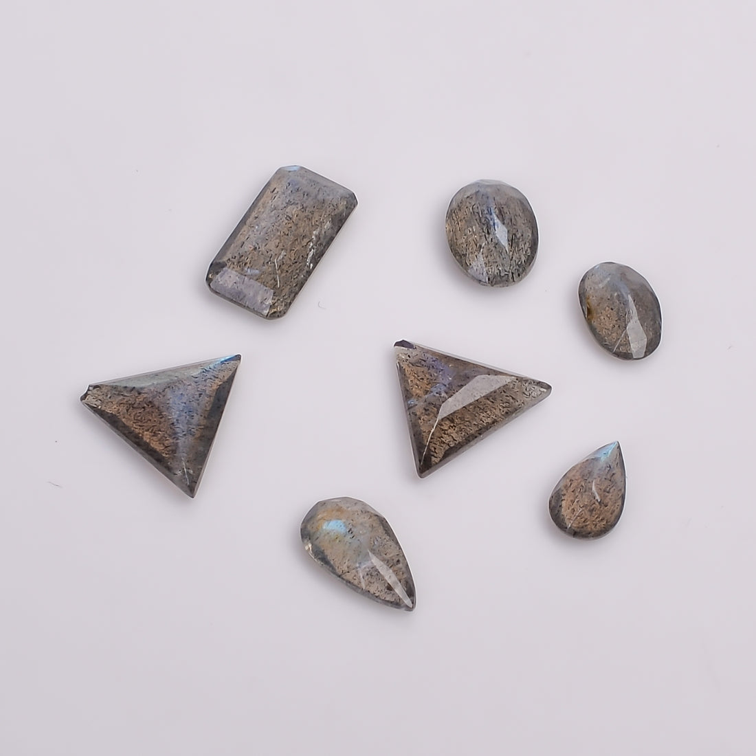 Natural Labradorite Mix Shape Cut Stone Loose Gemstone 7 Pcs Lot For Making Jewelry 6 Ct. 6X4 10X5 MM Y-10624