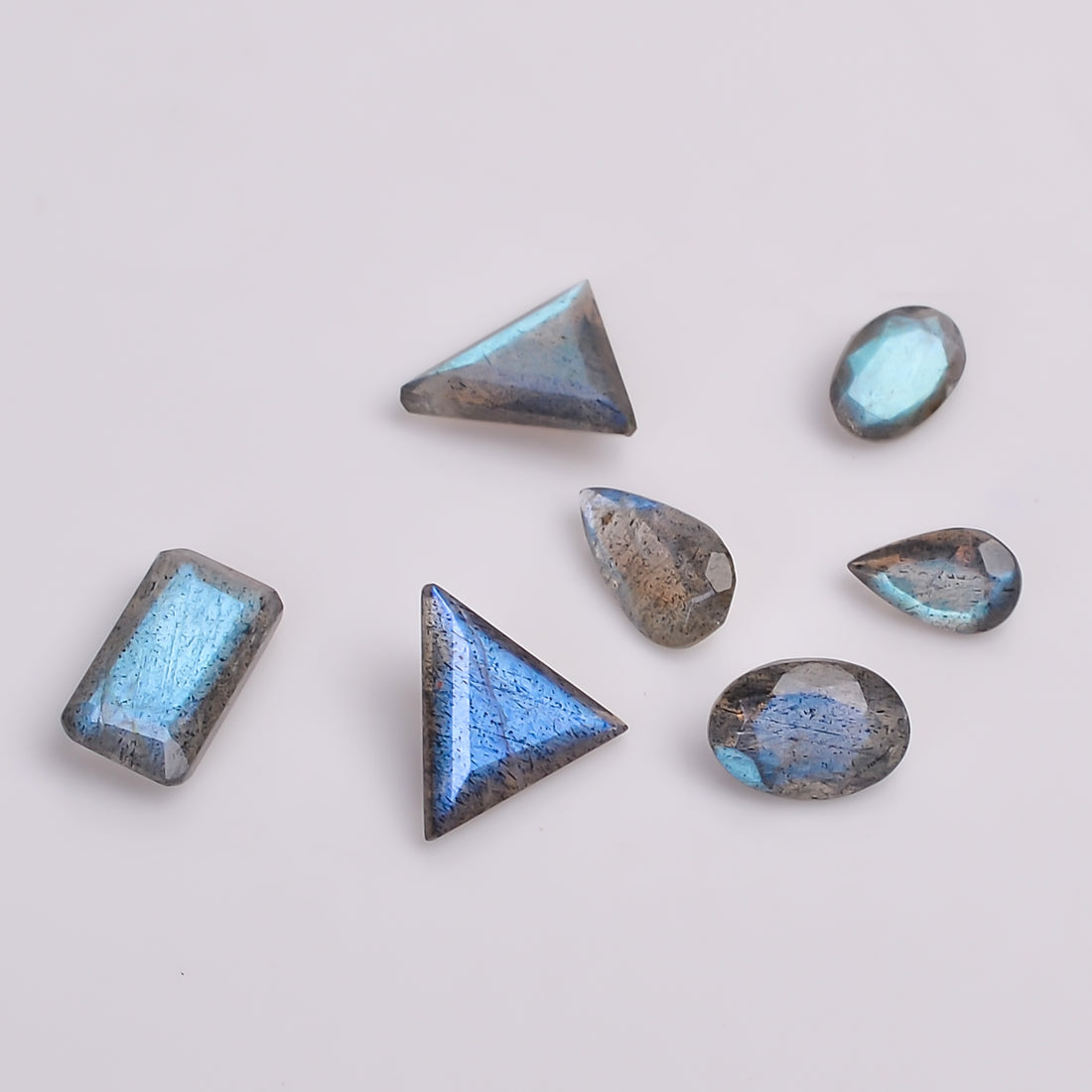 Natural Labradorite Mix Shape Cut Stone Loose Gemstone 7 Pcs Lot For Making Jewelry 6 Ct. 6X4 10X5 MM Y-10624