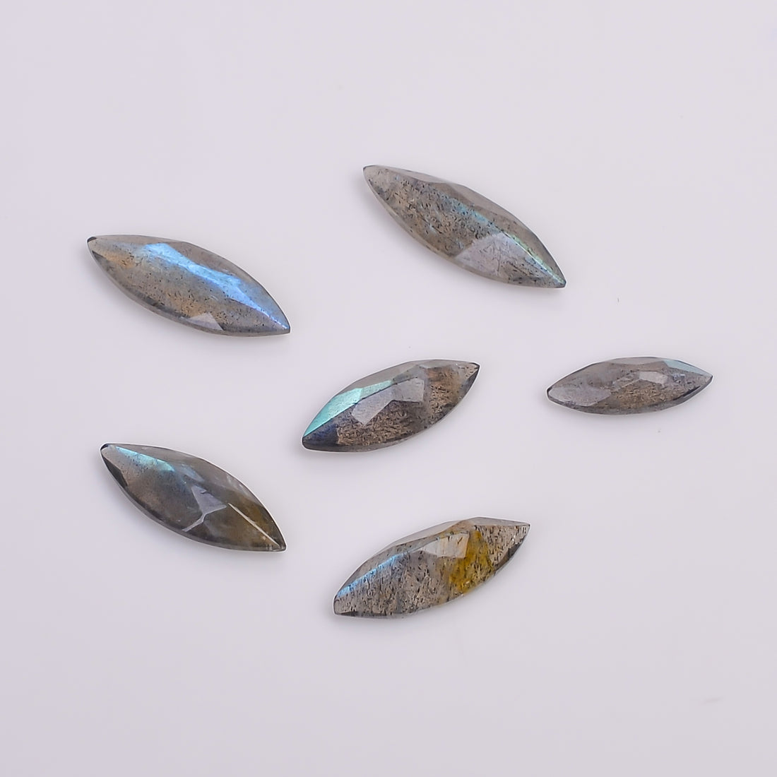 Natural Labradorite Marquise Shape Cut Stone Loose Gemstone 6 Pcs Lot For Making Jewelry 7.5 Ct. 10X3 15X5 MM Y-10625