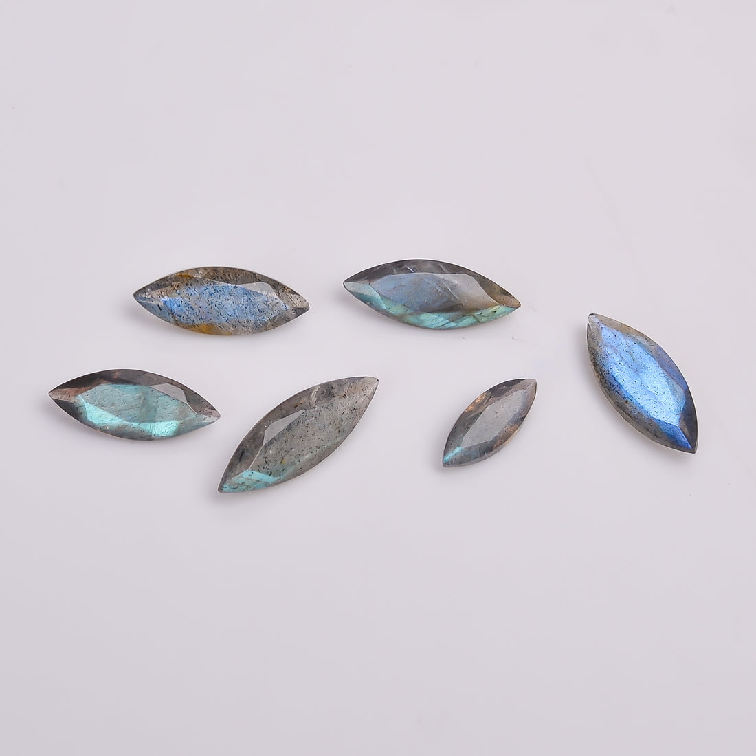 Natural Labradorite Marquise Shape Cut Stone Loose Gemstone 6 Pcs Lot For Making Jewelry 7.5 Ct. 10X3 15X5 MM Y-10625