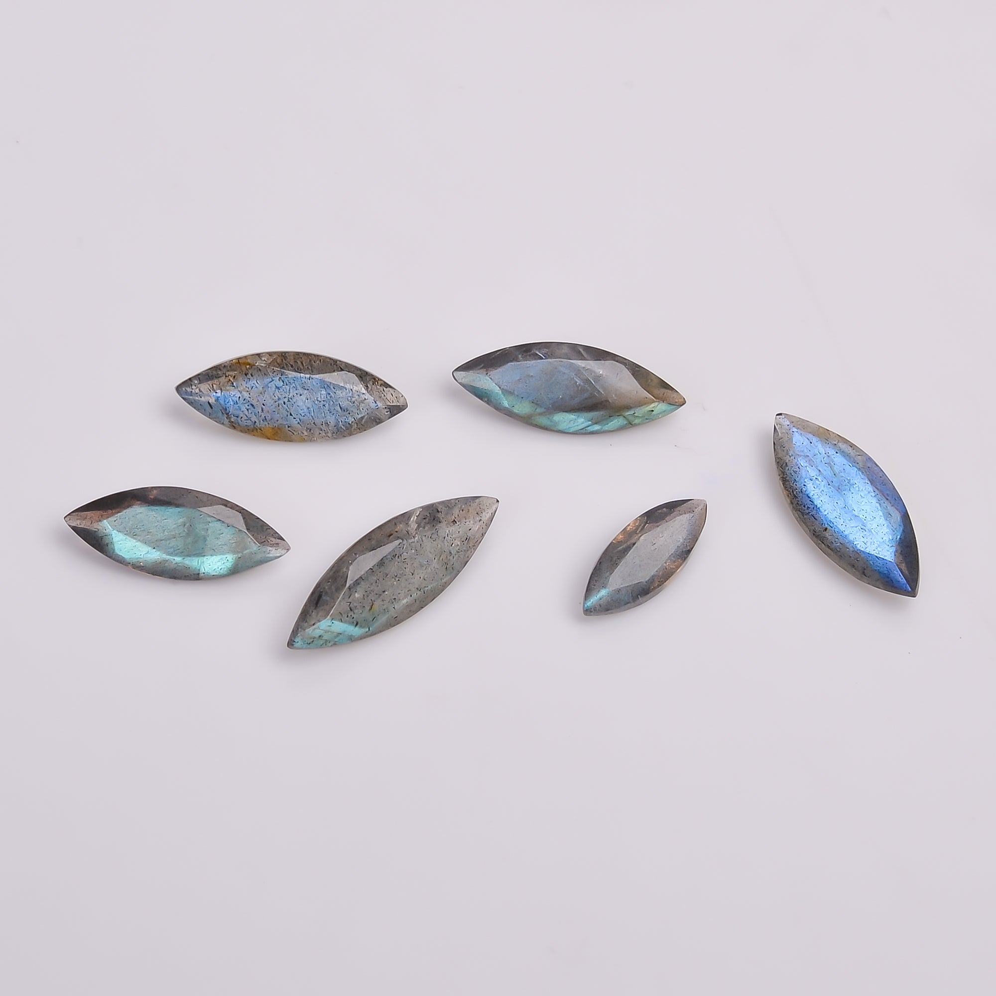 Natural Labradorite Marquise Shape Cut Stone Loose Gemstone 6 Pcs Lot For Making Jewelry 7.5 Ct. 10X3 15X5 MM Y-10625