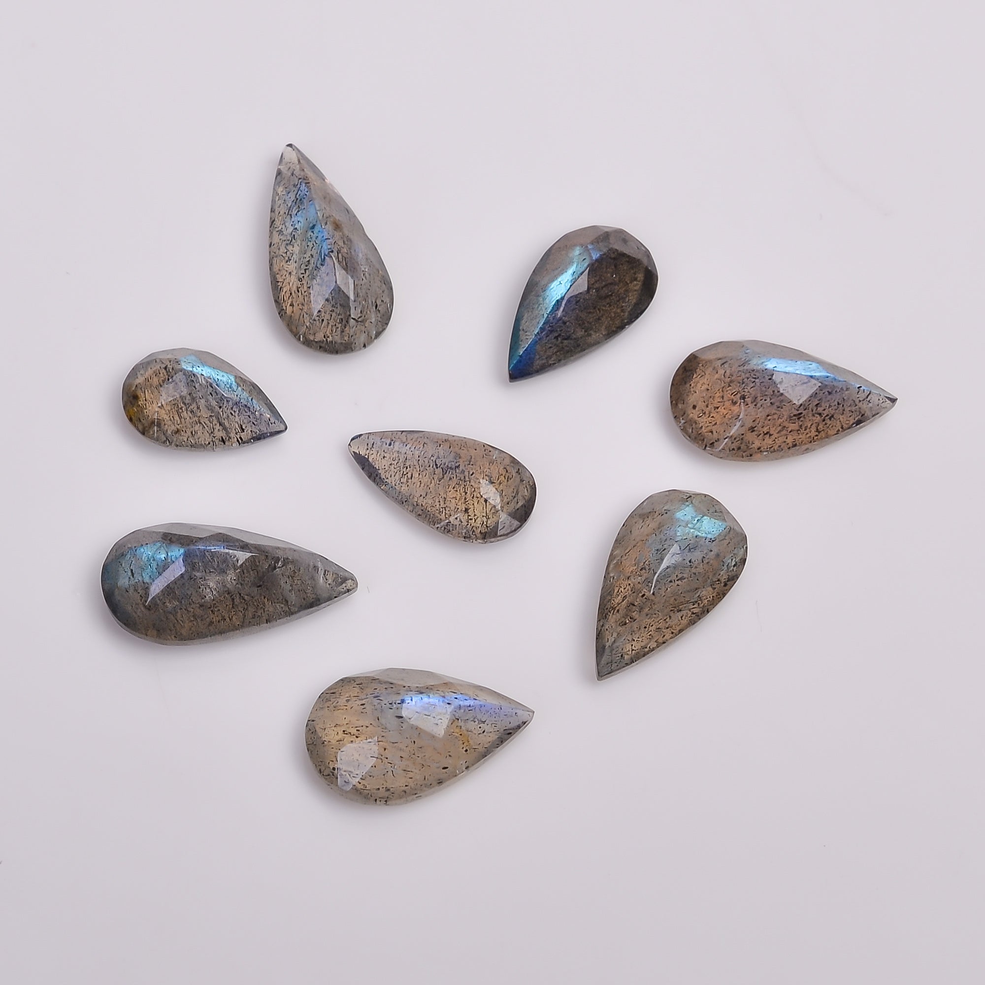 Natural Labradorite Pear Shape Cut Stone Loose Gemstone 8 Pcs Lot For Making Jewelry 16.5 Ct. 9X6 14X6 MM Y-10627