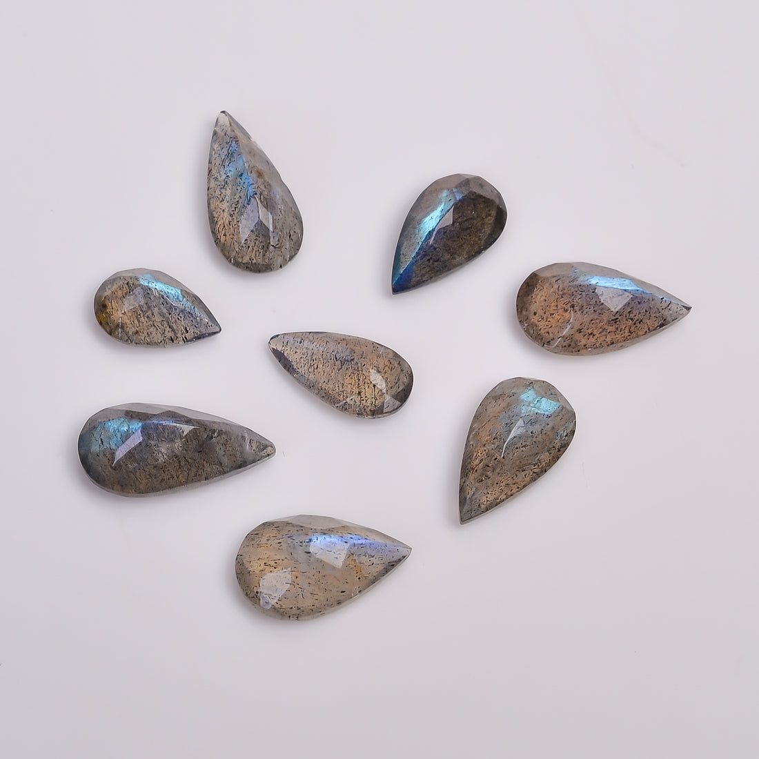Natural Labradorite Pear Shape Cut Stone Loose Gemstone 8 Pcs Lot For Making Jewelry 16.5 Ct. 9X6 14X6 MM Y-10627