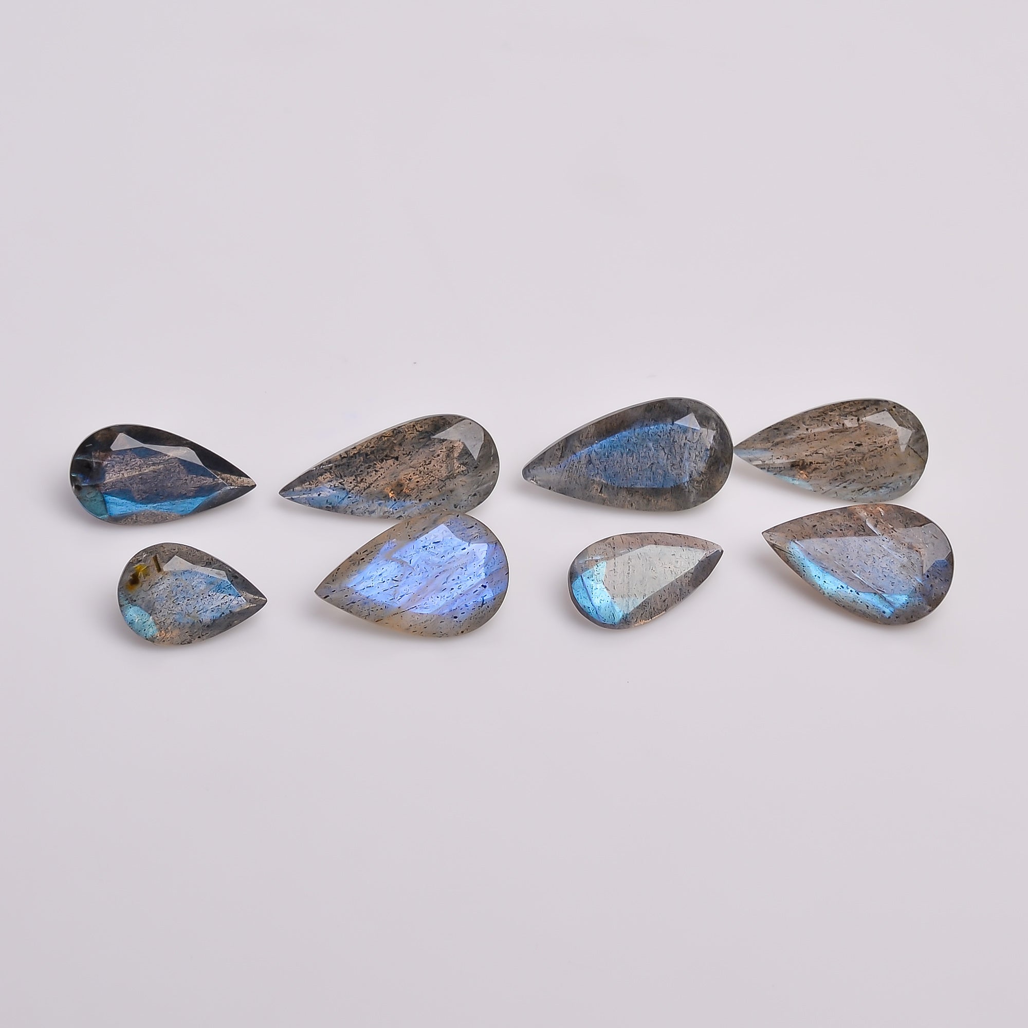 Natural Labradorite Pear Shape Cut Stone Loose Gemstone 8 Pcs Lot For Making Jewelry 16.5 Ct. 9X6 14X6 MM Y-10627