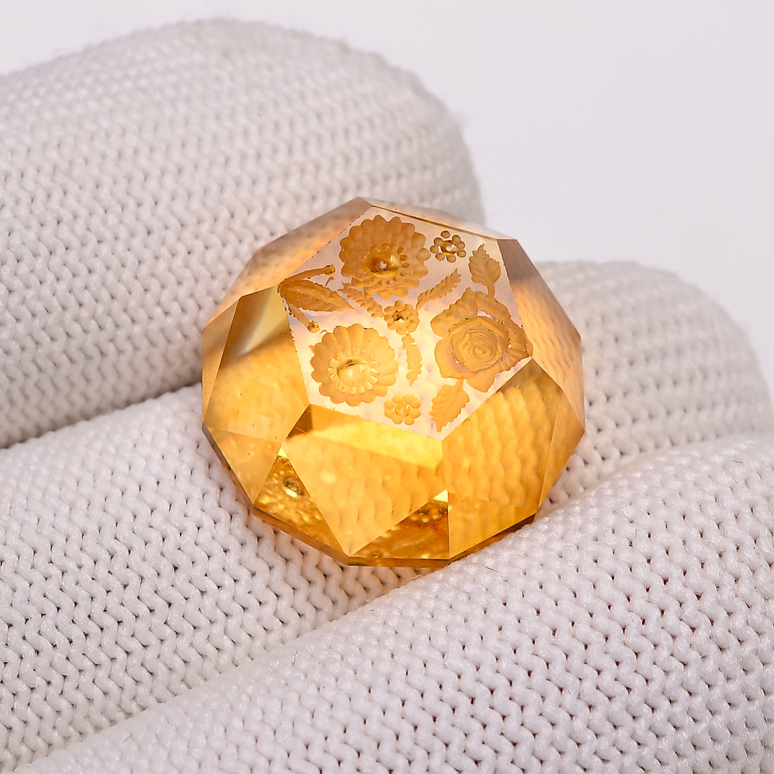 Natural Citrine Octagon Shape Carved Loose Gemstone For Making Jewelry 22.5 Ct.18X18X8 MM Y-10631