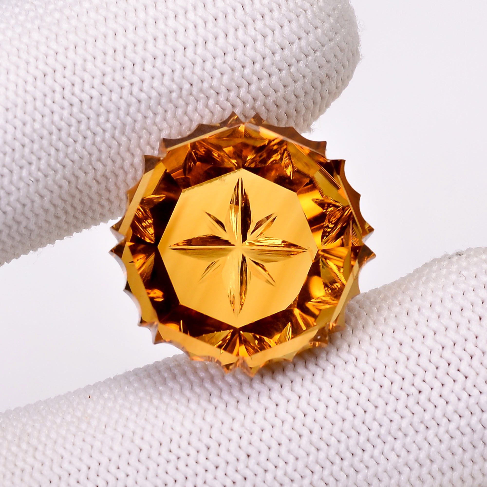 Natural Citrine Octagon Shape Carved Loose Gemstone For Making Jewelry 27.5 Ct.19X19X9 mm Y-10633