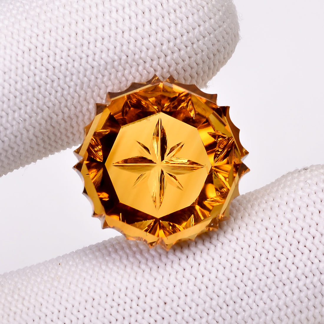 Natural Citrine Octagon Shape Carved Loose Gemstone For Making Jewelry 27.5 Ct.19X19X9 mm Y-10633