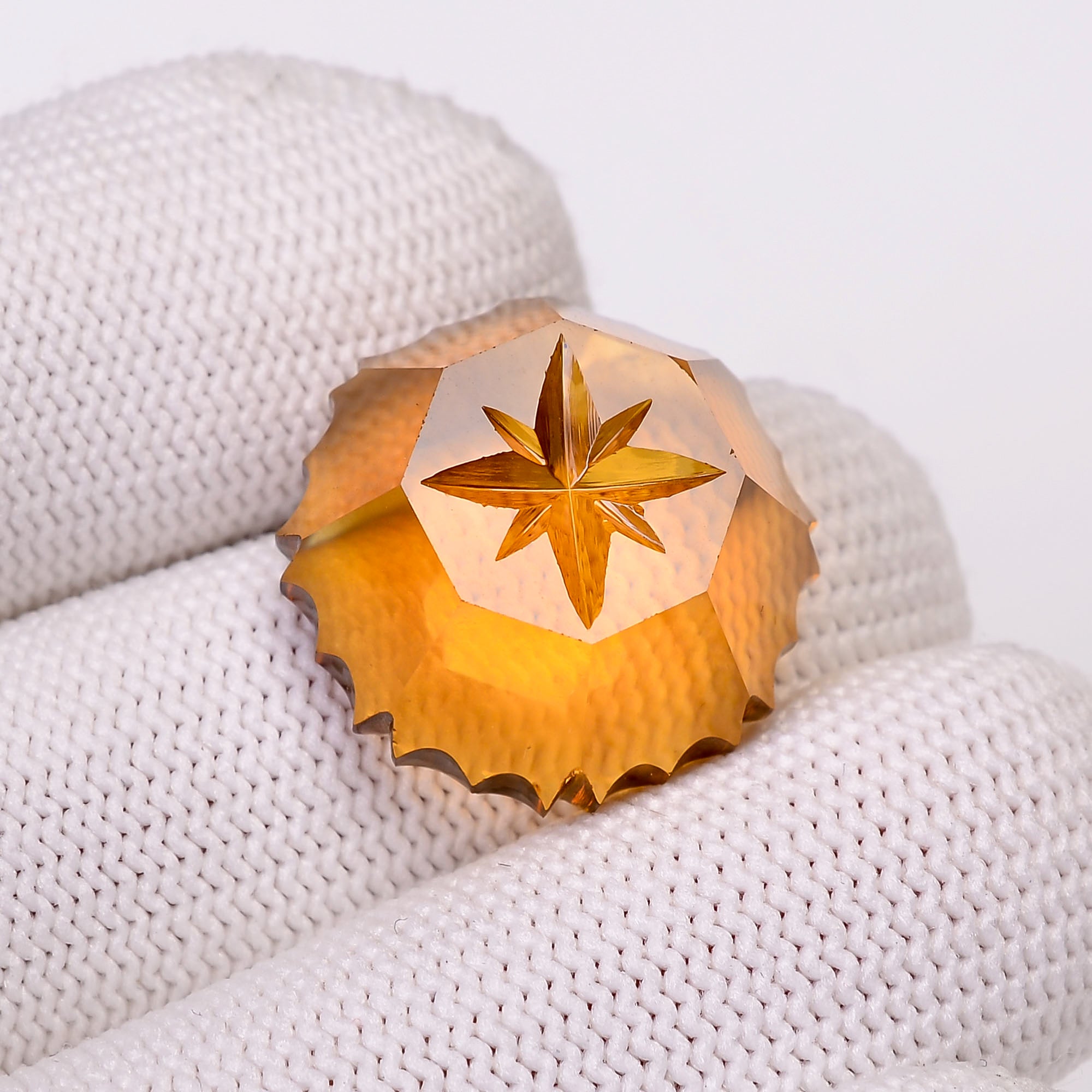 Natural Citrine Octagon Shape Carved Loose Gemstone For Making Jewelry 27.5 Ct.19X19X9 mm Y-10633