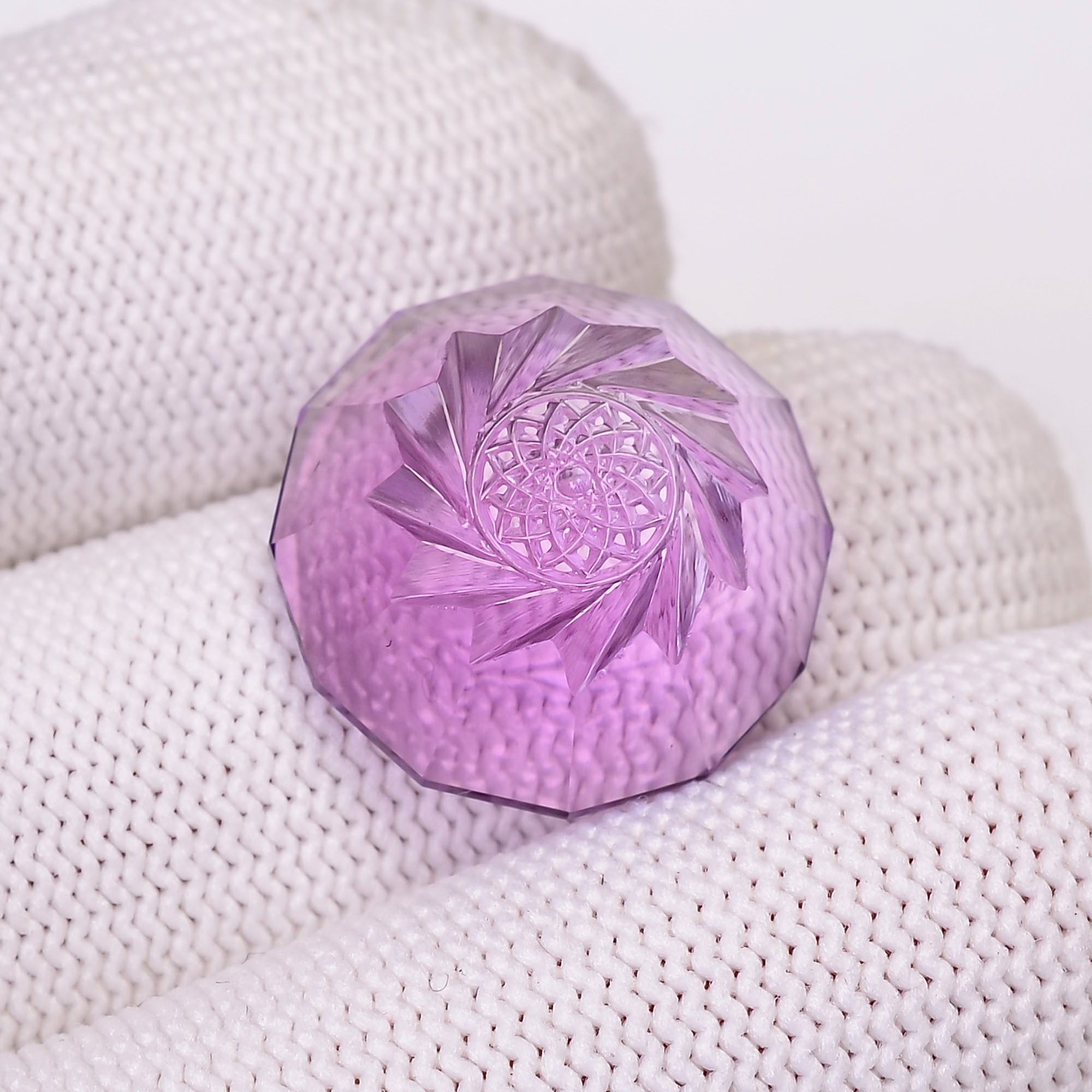Natural Amethyst Octagon Shape Carved Loose Gemstone For Making Jewelry 19 Ct.18X18X8mm Y-10639