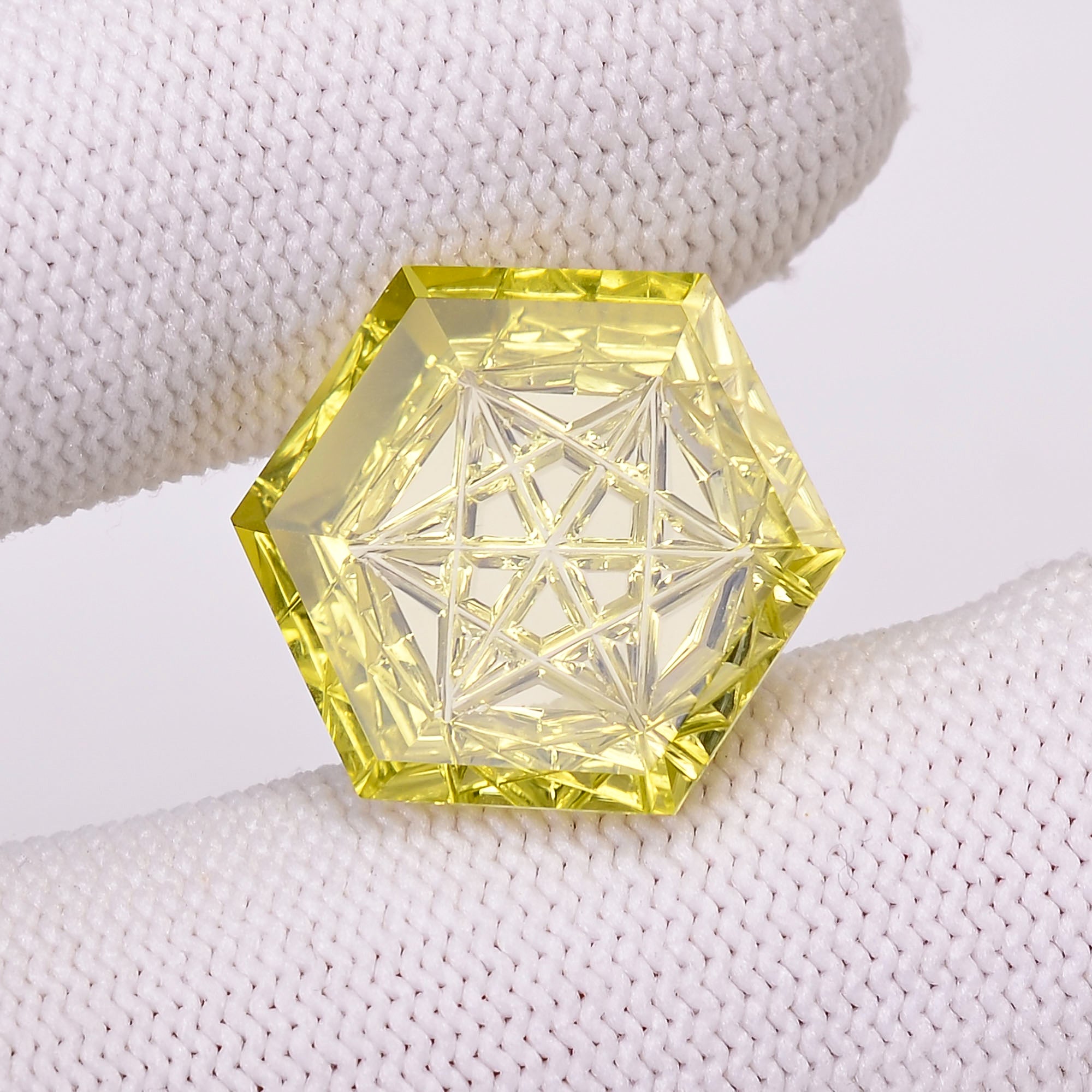 Natural Lemon Quartz Hexagon Shape Carved Loose Gemstone For Making Jewelry 12 Ct.16X16X5mm Y-10640