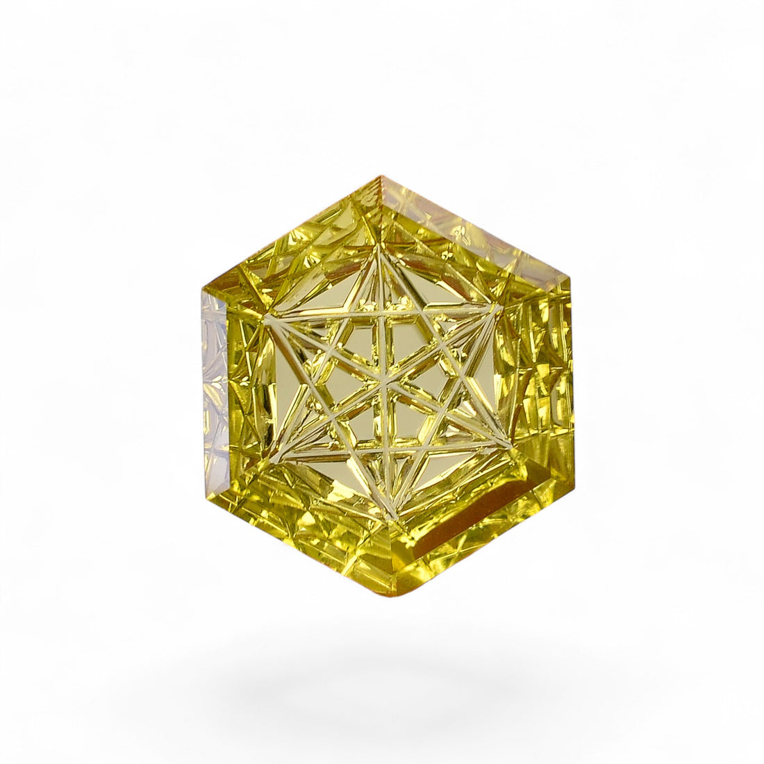 Natural Lemon Quartz Hexagon Shape Carved Loose Gemstone For Making Jewelry 12 Ct.16X16X5mm Y-10640