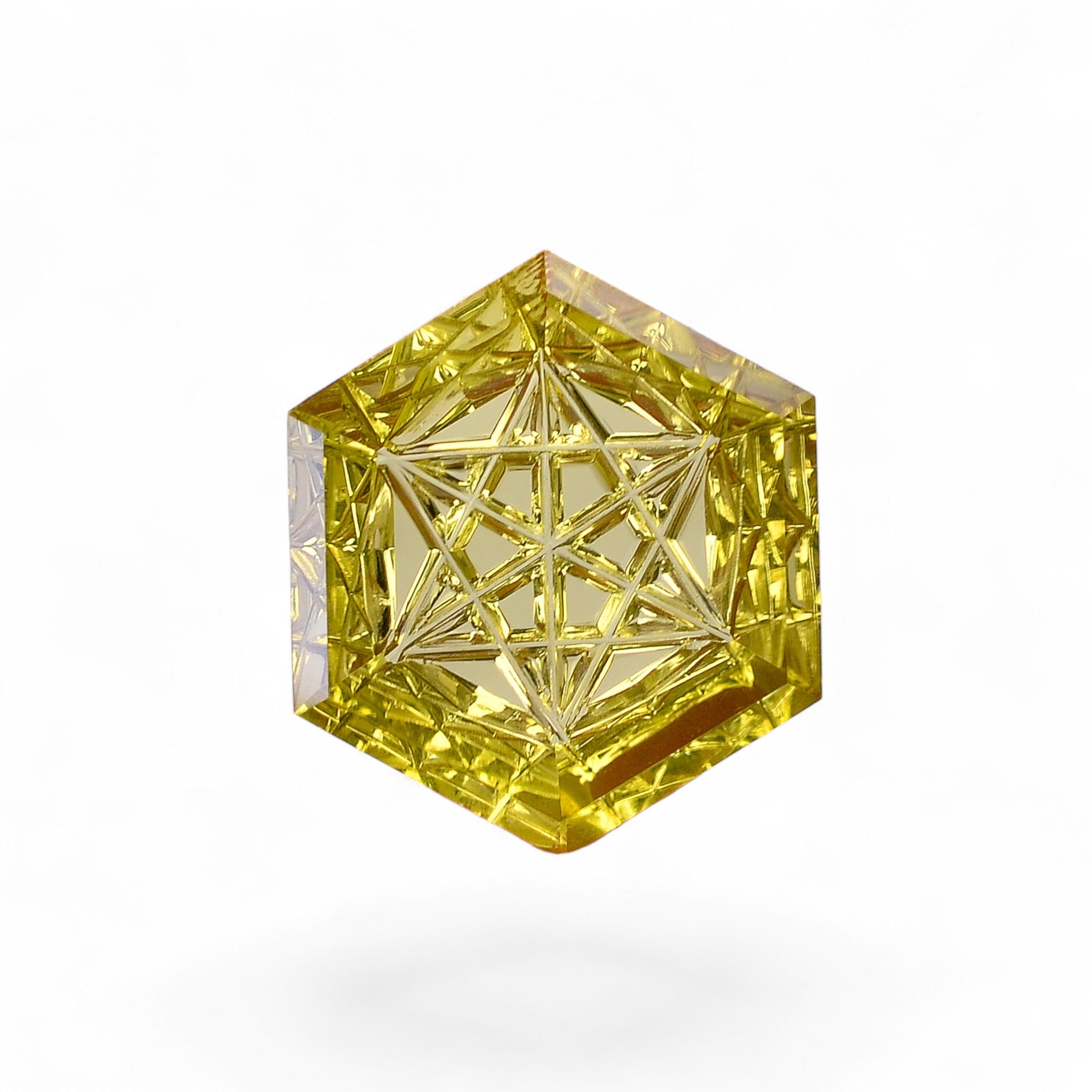 Natural Lemon Quartz Hexagon Shape Carved Loose Gemstone For Making Jewelry 12 Ct.16X16X5mm Y-10640