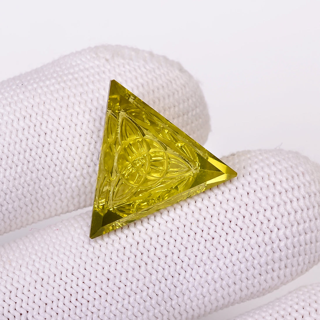 Natural Lemon Quartz Triangle Shape Carved Loose Gemstone For Making Jewelry 11 Ct.17X17X6mm Y-10642