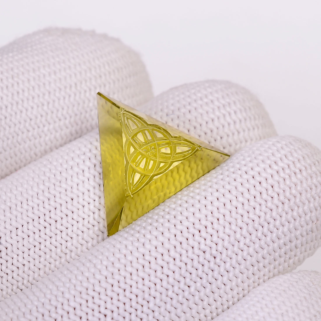 Natural Lemon Quartz Triangle Shape Carved Loose Gemstone For Making Jewelry 11 Ct.17X17X6mm Y-10642