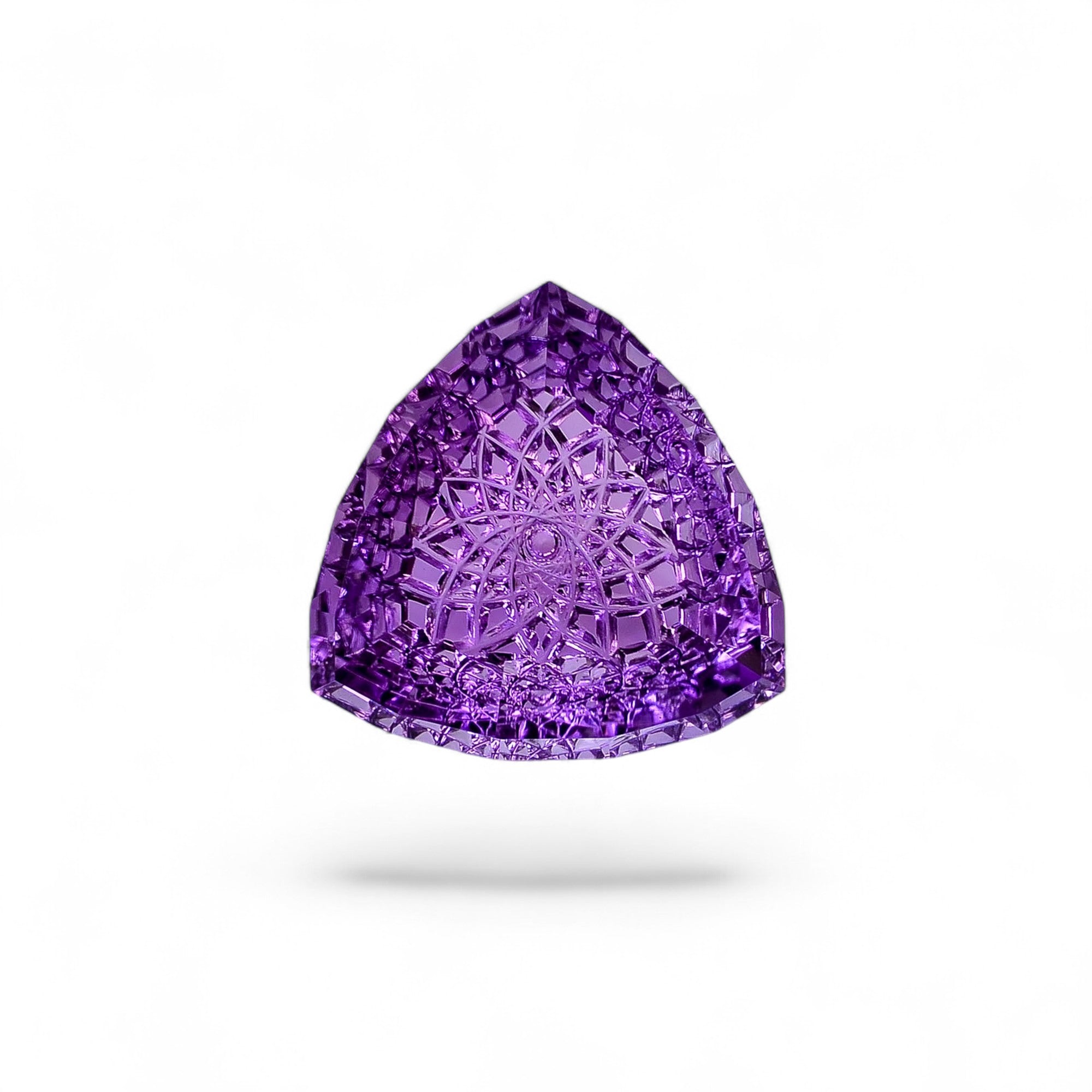 Natural Amethyst Trillion Shape Carved Loose Gemstone For Making Jewelry 24 Ct.20X20X8mm Y-10644
