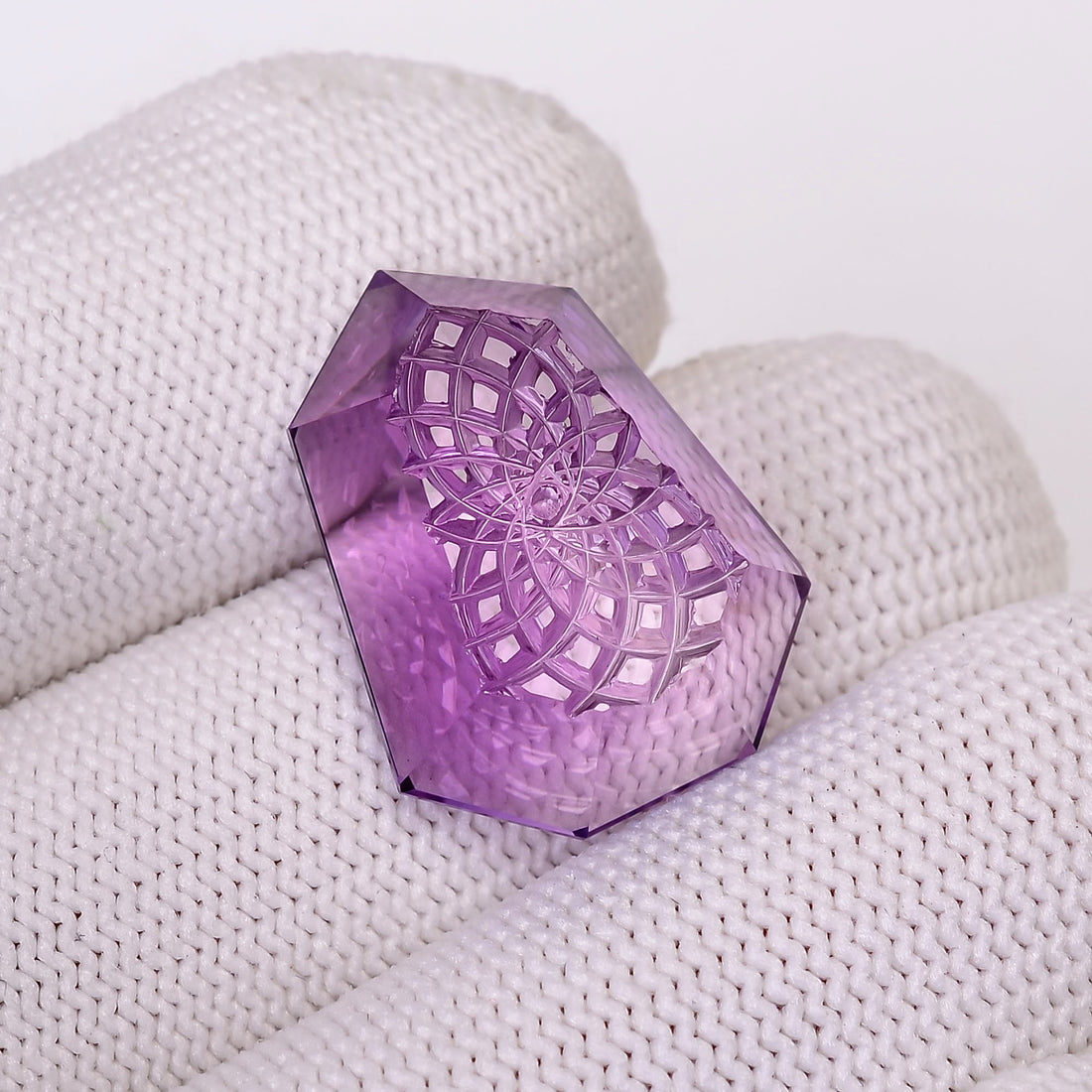Natural Amethyst Fancy Shape Carved Loose Gemstone For Making Jewelry 19 Ct.22X17X7mm Y-10645