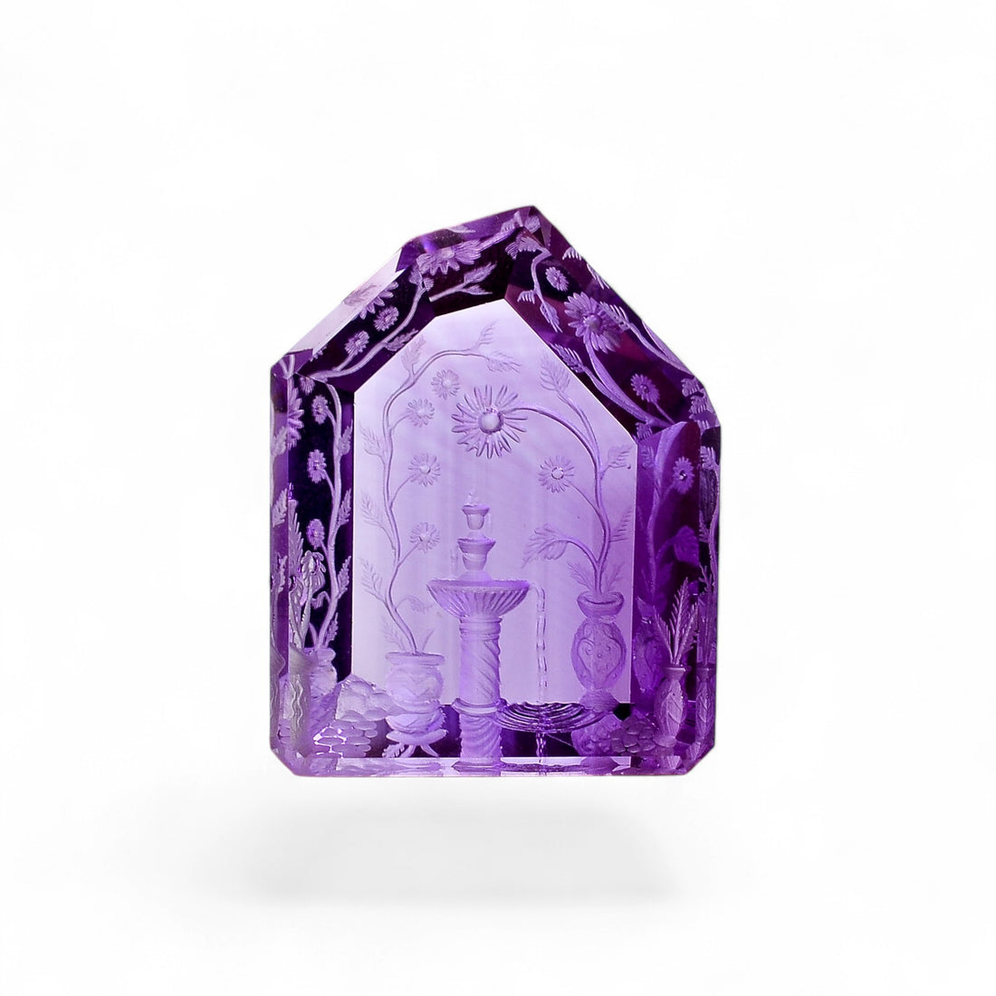 Natural Amethyst Pentagon Shape Carved Loose Gemstone For Making Jewelry 68 Ct.30X24X10mm Y-10646