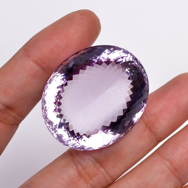 natural pink amethyst oval shape cut stone 