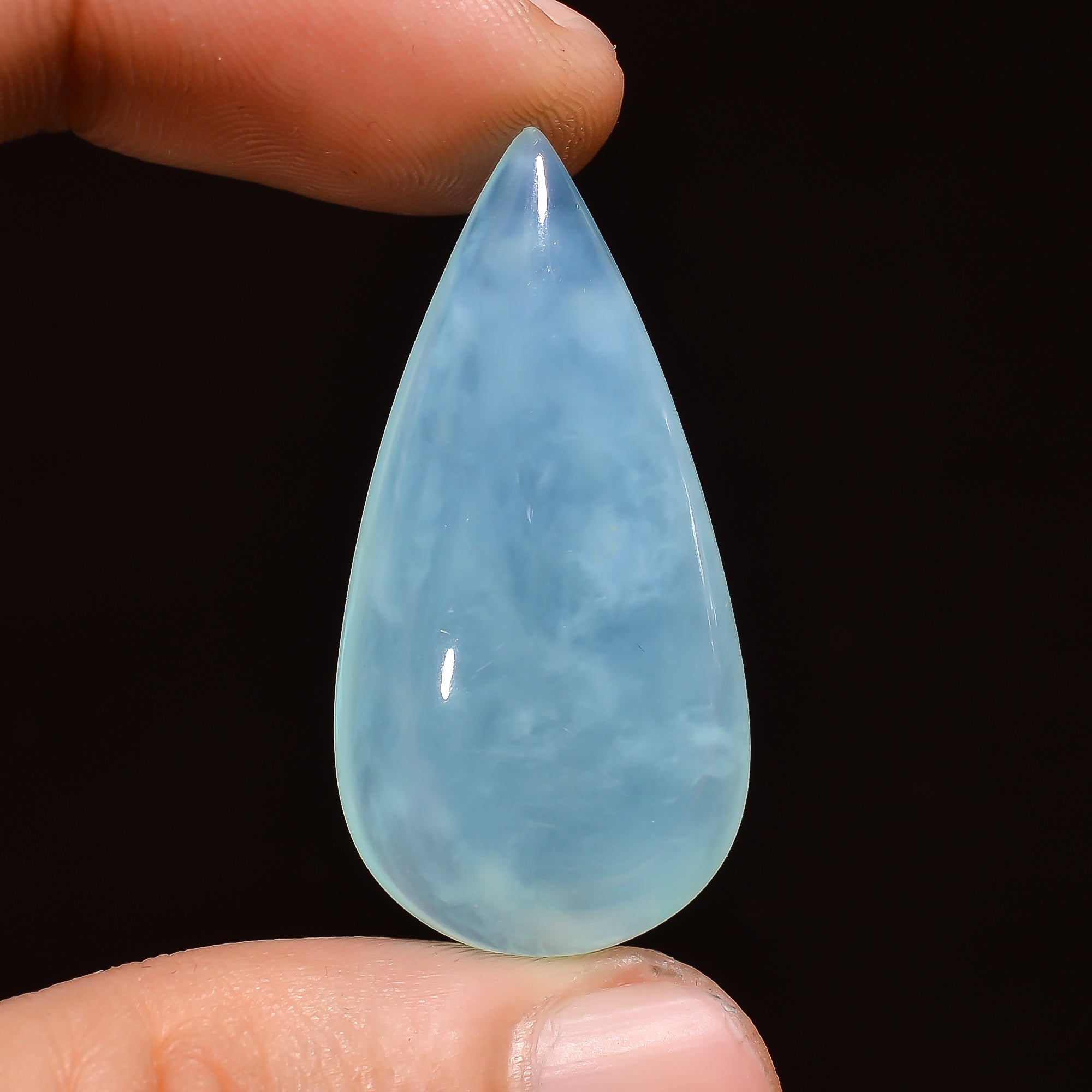 Natural Blue Opalite Pear Shape Cabochon Loose Gemstone For Making Jewelry 25 Ct. 35X18X8 mm Y-3005