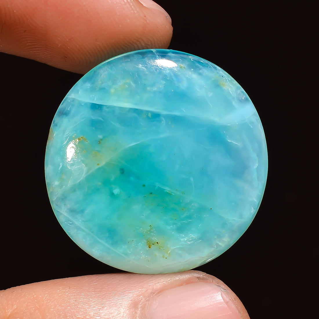 Natural Blue Opalite Round Shape Cabochon Loose Gemstone For Making Jewelry 17 Ct. 25X25X5 mm Y-3008