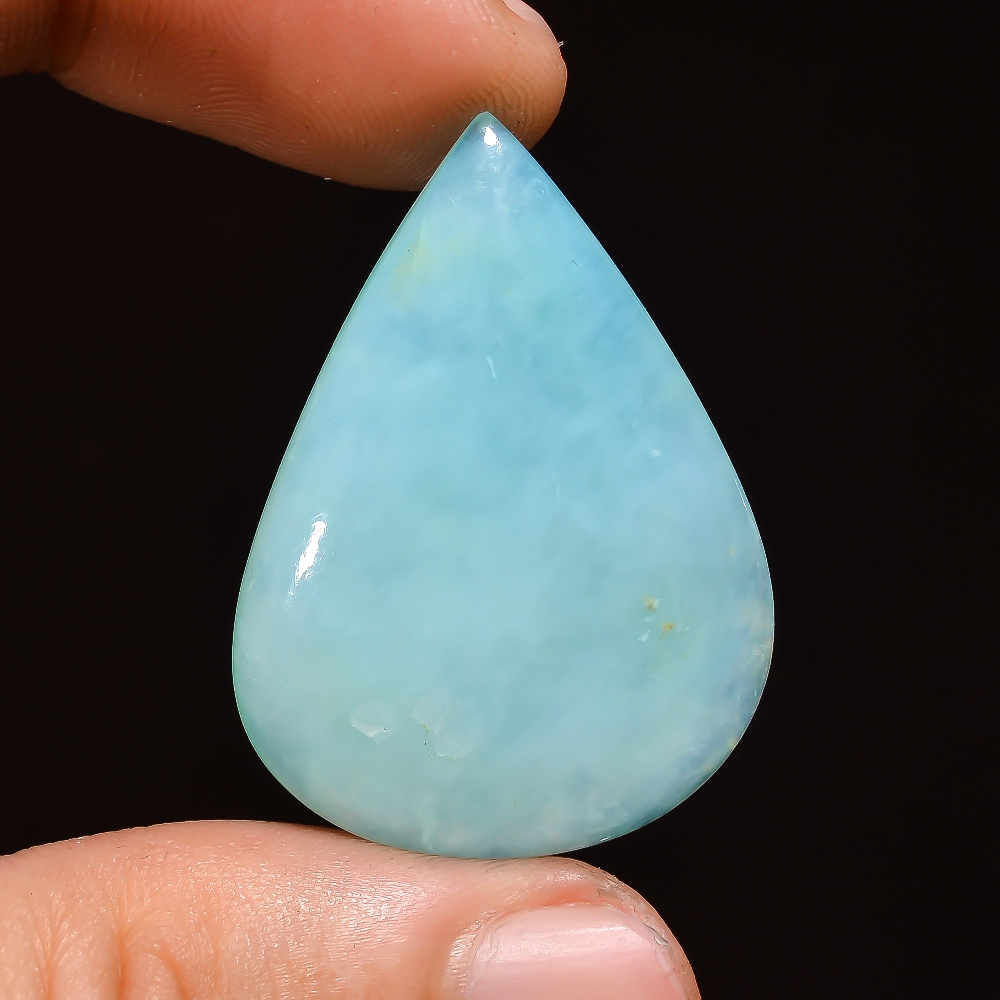 Natural Blue Opalite Pear Shape Cabochon Loose Gemstone For Making Jewelry 22 Ct. 34X24X5 mm Y-3012