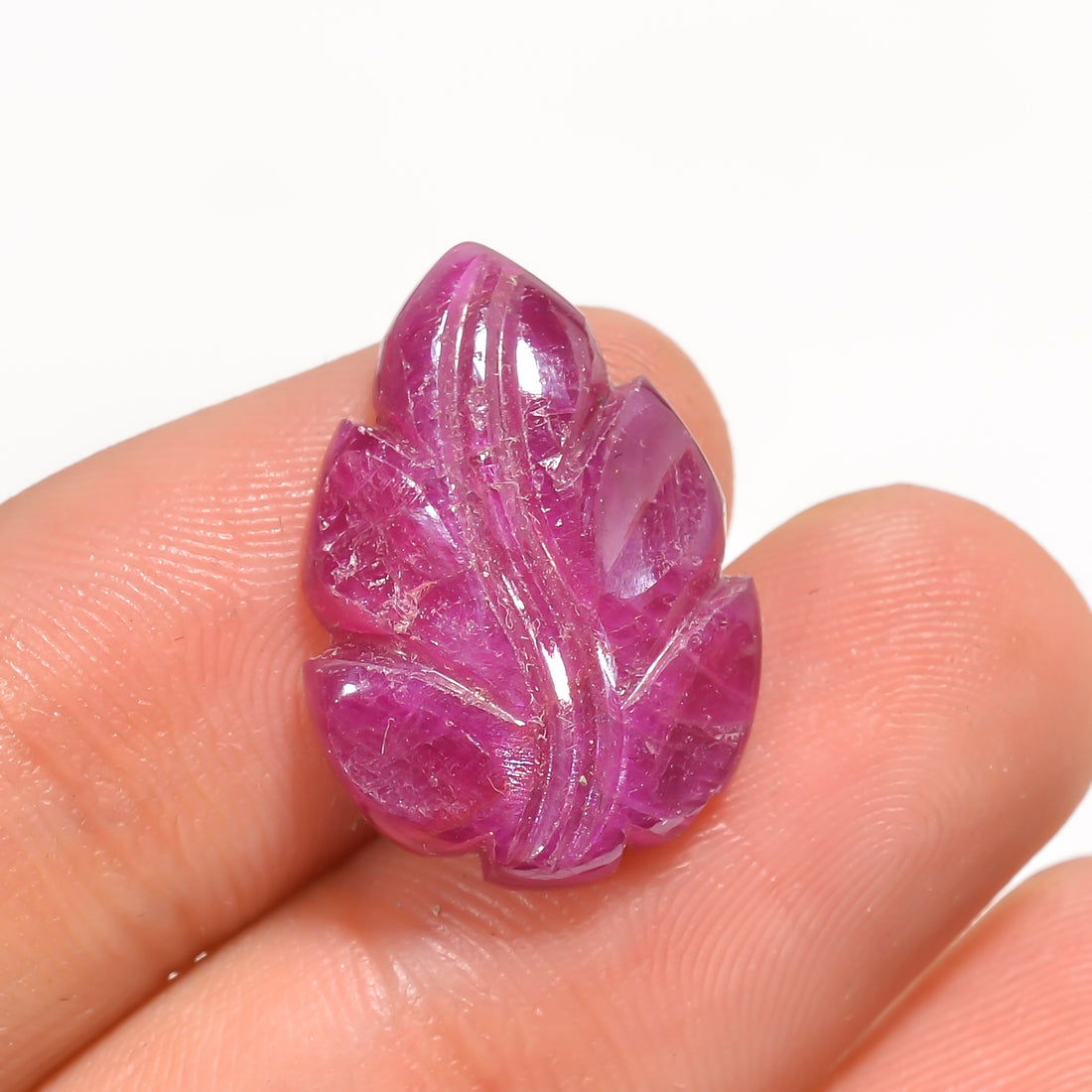 Natural Ruby Leaf Shape Carved Loose Gemstone For Making Jewelry 10 Ct. 20X14X4 mm Y-3755