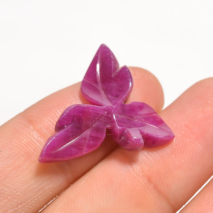 Natural Ruby Flower Shape Carved Loose Gemstone For Making Jewelry 12 Ct. 22X20X5 mm Y-3757