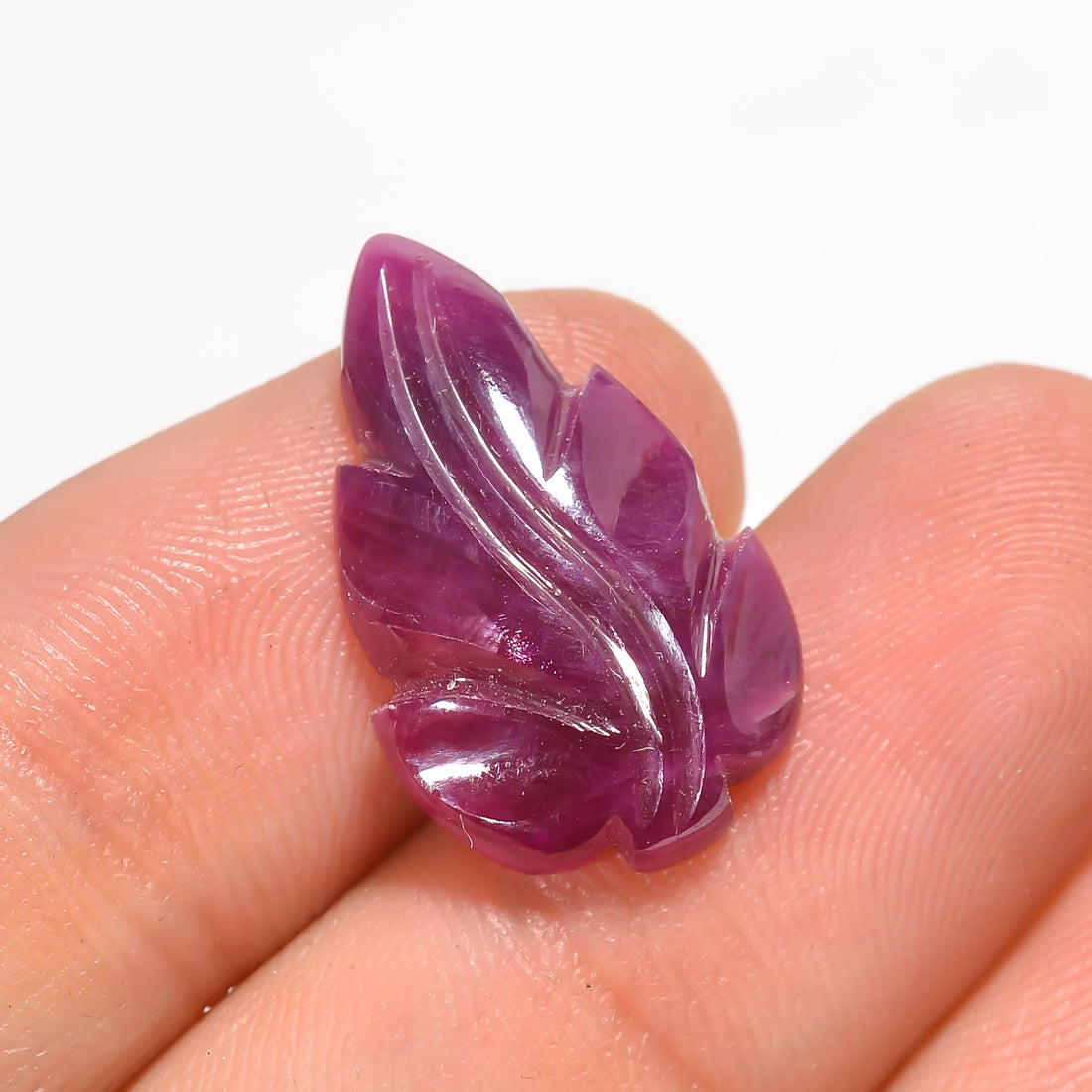 Natural  Ruby Leaf Shape Carved Loose Gemstone For Making Jewelry 8.5 Ct. 21X13X3 mm Y-3758