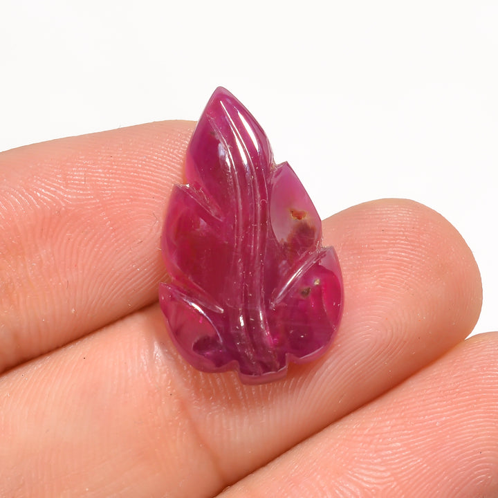 Natural Ruby Leaf Shape Carved Loose Gemstone For Making Jewelry 9.5 Ct. 22X13X4 mm Y-3759