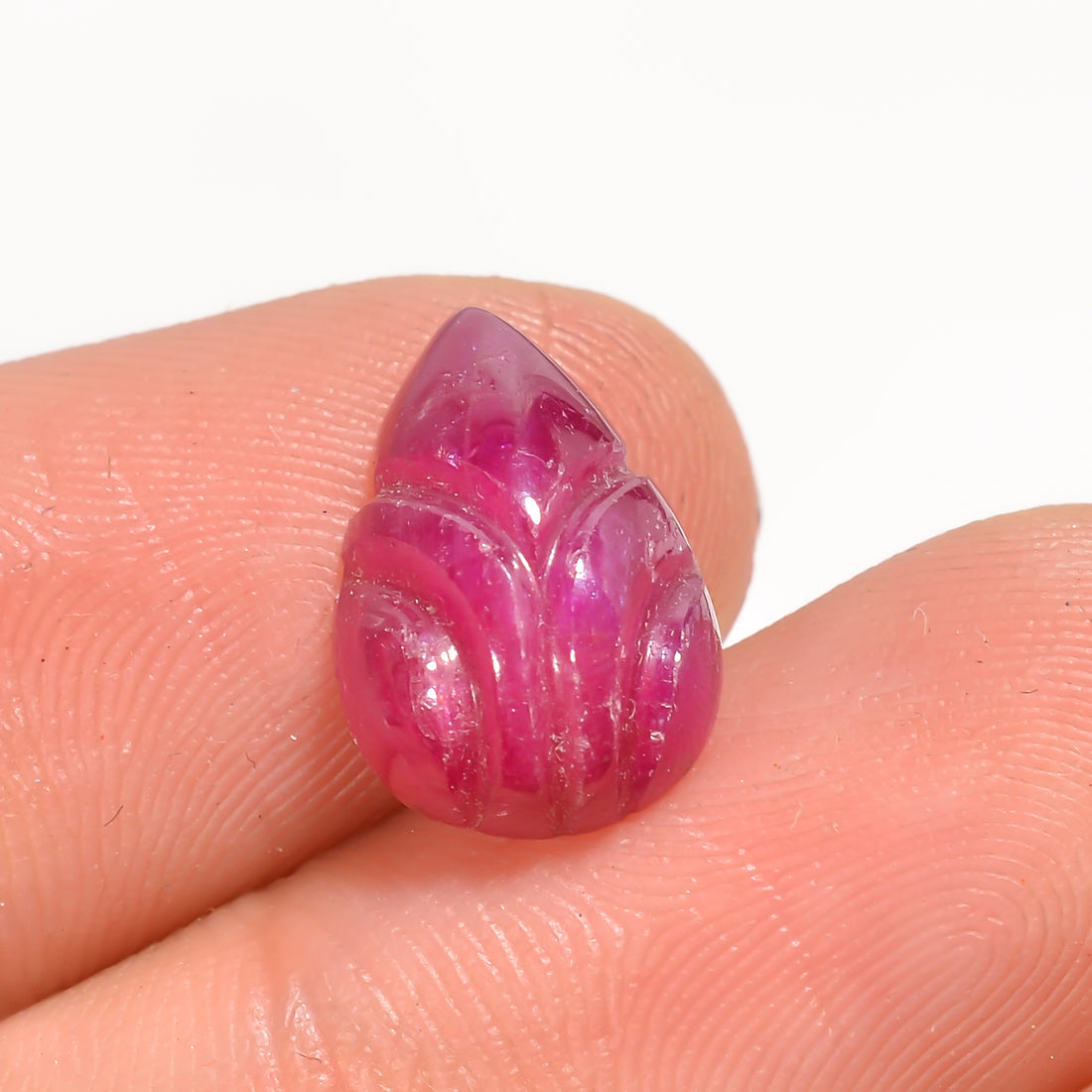 Natural Ruby Pear Shape Carved Loose Gemstone For Making Jewelry 4.5 Ct. 13X9X5 mm Y-3760