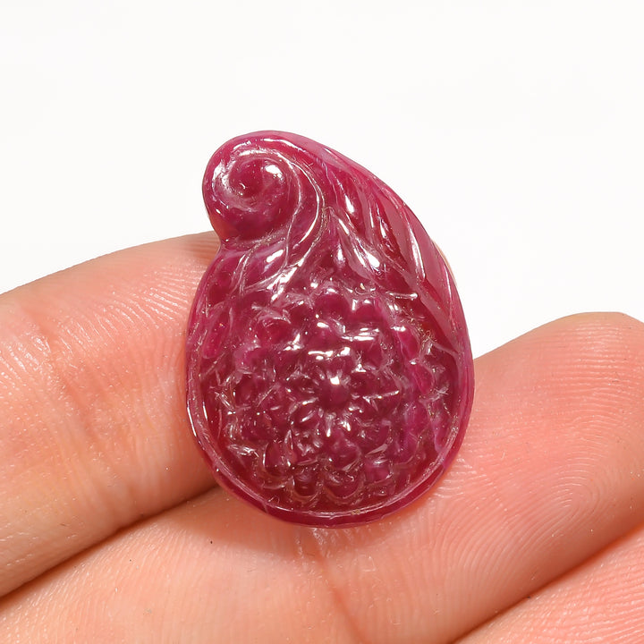 Natural Ruby Fancy Shape Carved Loose Gemstone For Making Jewelry 16.5 Ct. 24X17X4 mm Y-3761