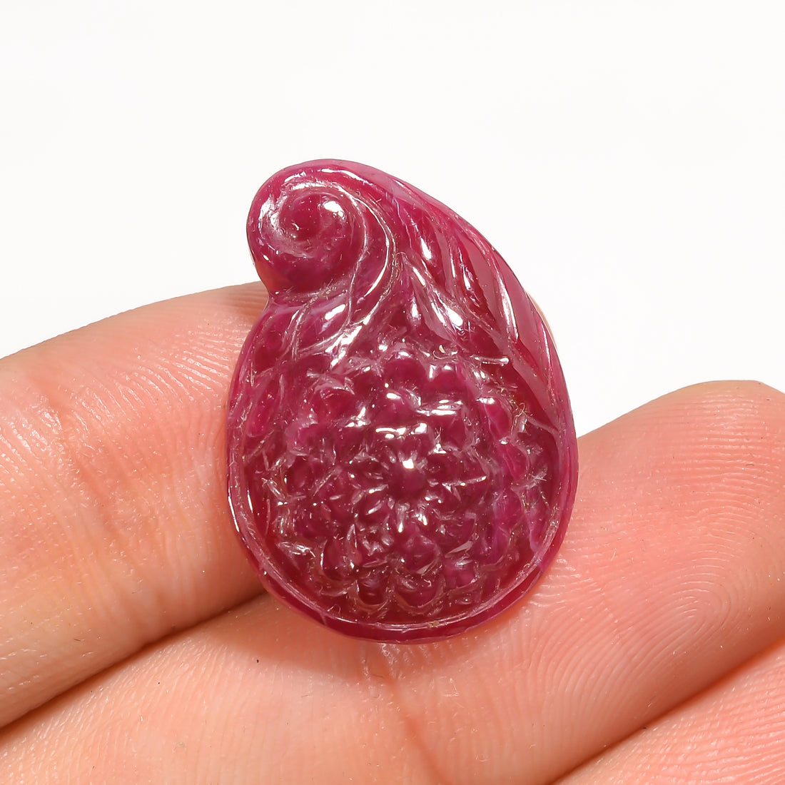 Natural Ruby Fancy Shape Carved Loose Gemstone For Making Jewelry 16.5 Ct. 24X17X4 mm Y-3761