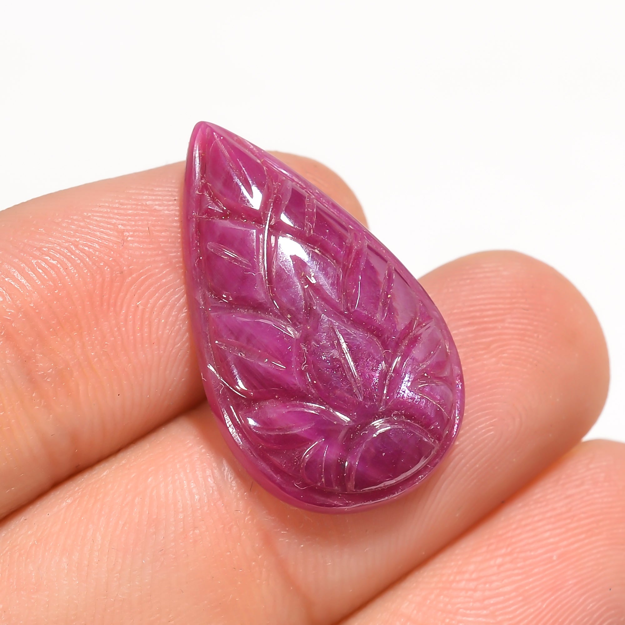 Natural Ruby Pear Shape Carved Loose Gemstone For Making Jewelry 12 Ct. 24X14X4 mm Y-3762
