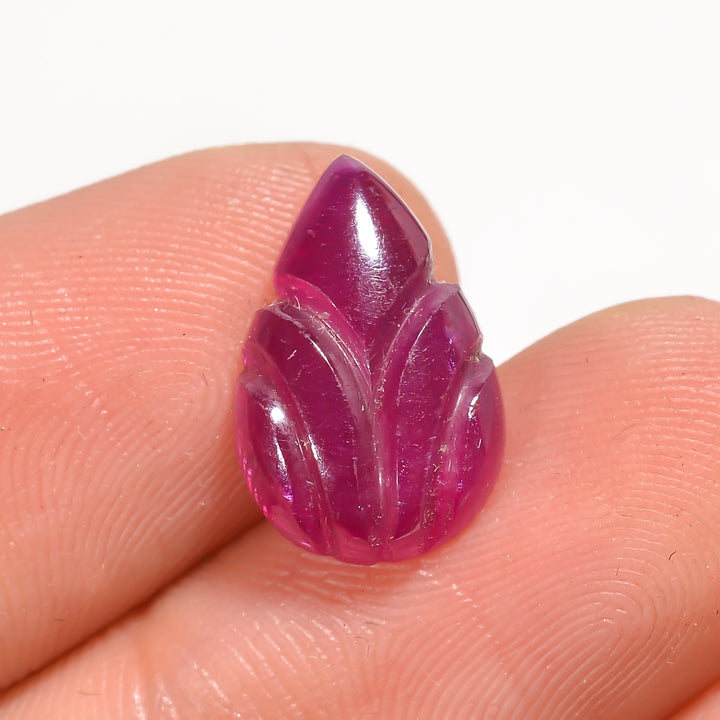 Natural  Ruby Pear Shape Carved Loose Gemstone For Making Jewelry 4 Ct. 14X9X4 mm Y-3763