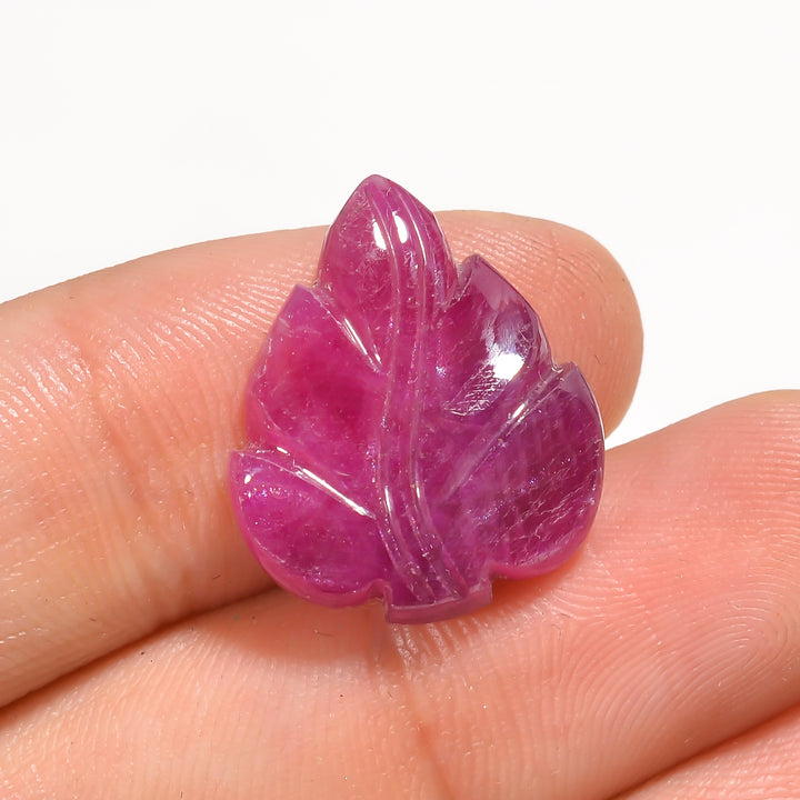 Natural Ruby Leaf Shape Carved Loose Gemstone For Making Jewelry 10.5 Ct. 19X16X4 mm Y-3765