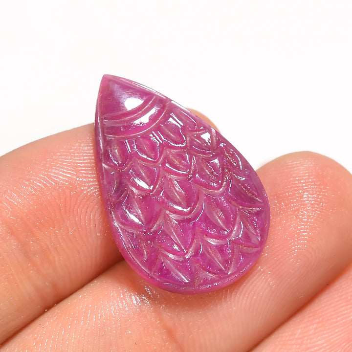 Natural Ruby Pear Shape Carved Loose Gemstone For Making Jewelry 6.5 Ct. 24X16X3 mm Y-3768