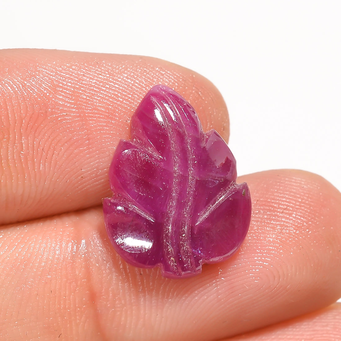 Natural Ruby Leaf Shape Carved Loose Gemstone For Making Jewelry 7 Ct. 17X13X4 mm Y-3770