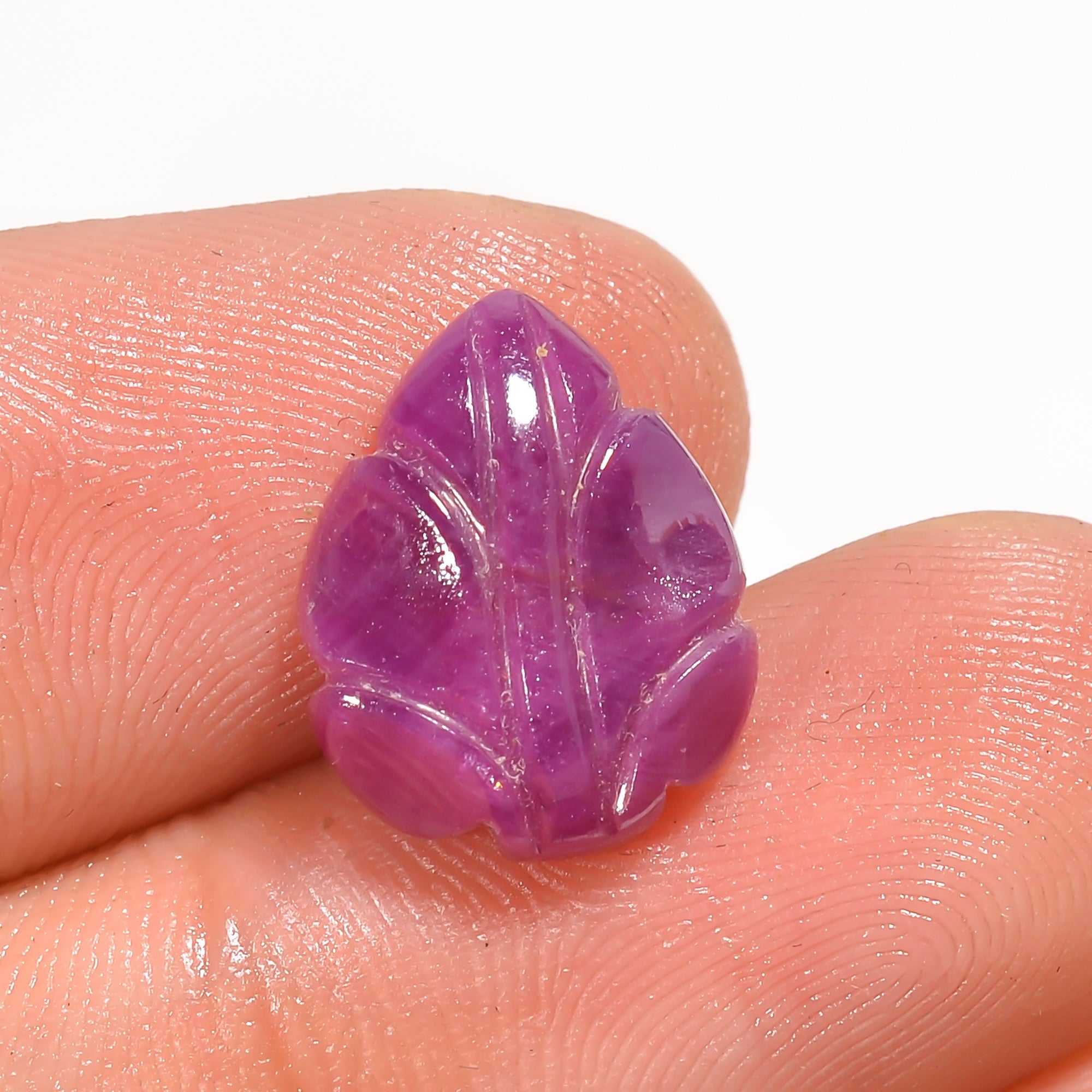Natural Ruby Leaf Shape Carved Loose Gemstone For Making Jewelry 5 Ct. 14X11X3 mm Y-3772
