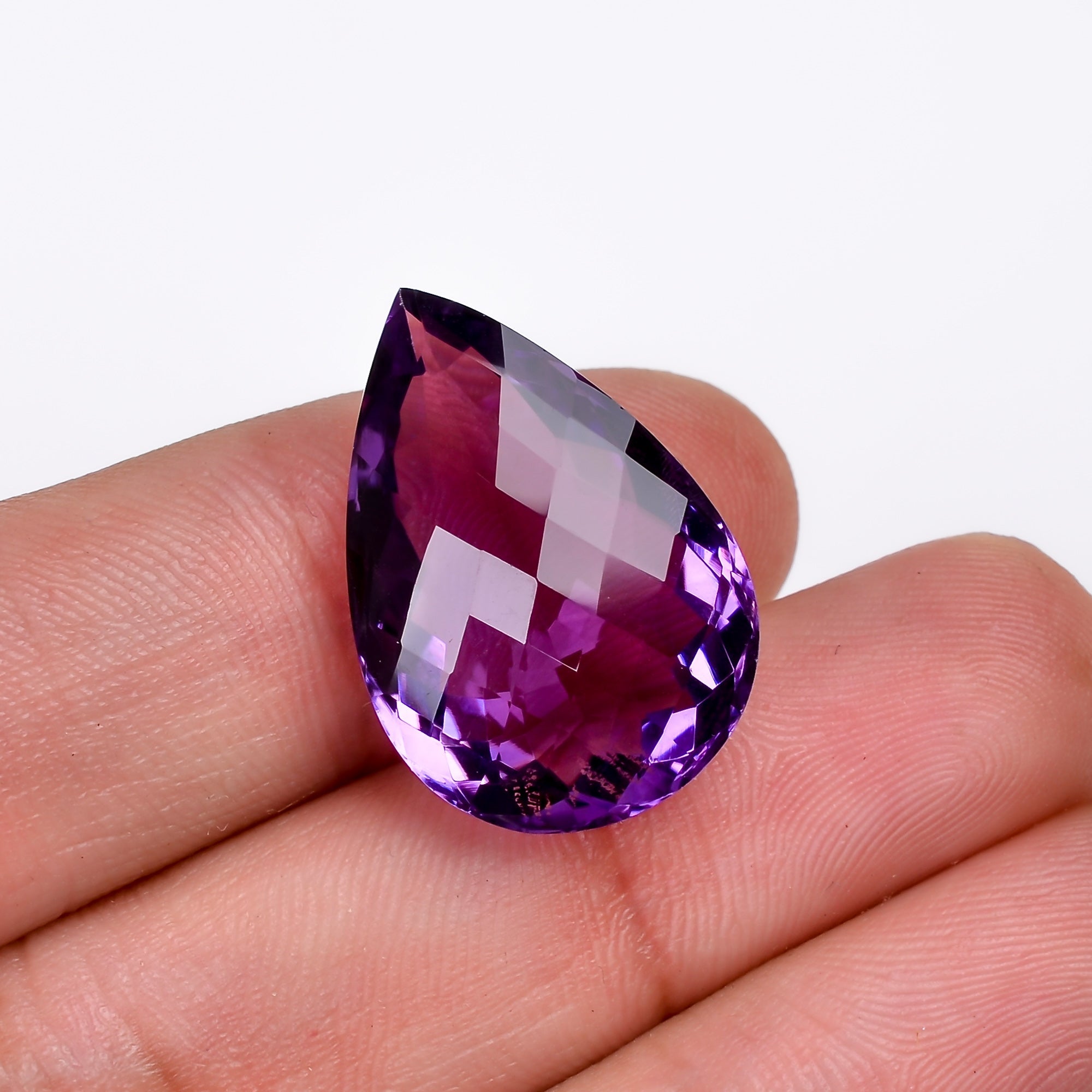 natural amethyst pear shape faceted loose gemstone