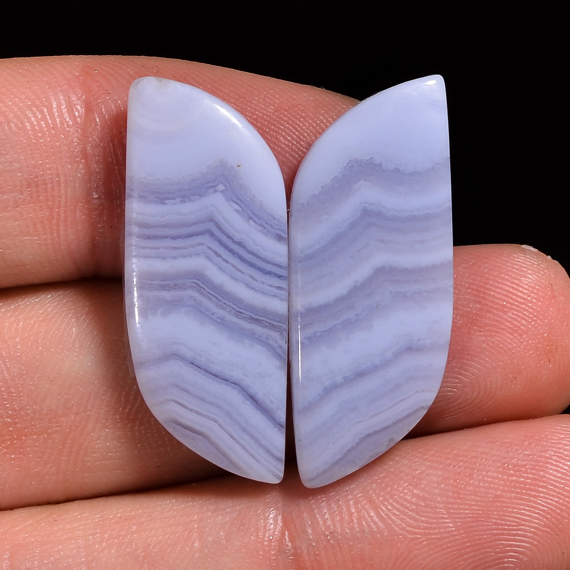 natural blue lace agate fancy shape cabochon loose gemstone pair