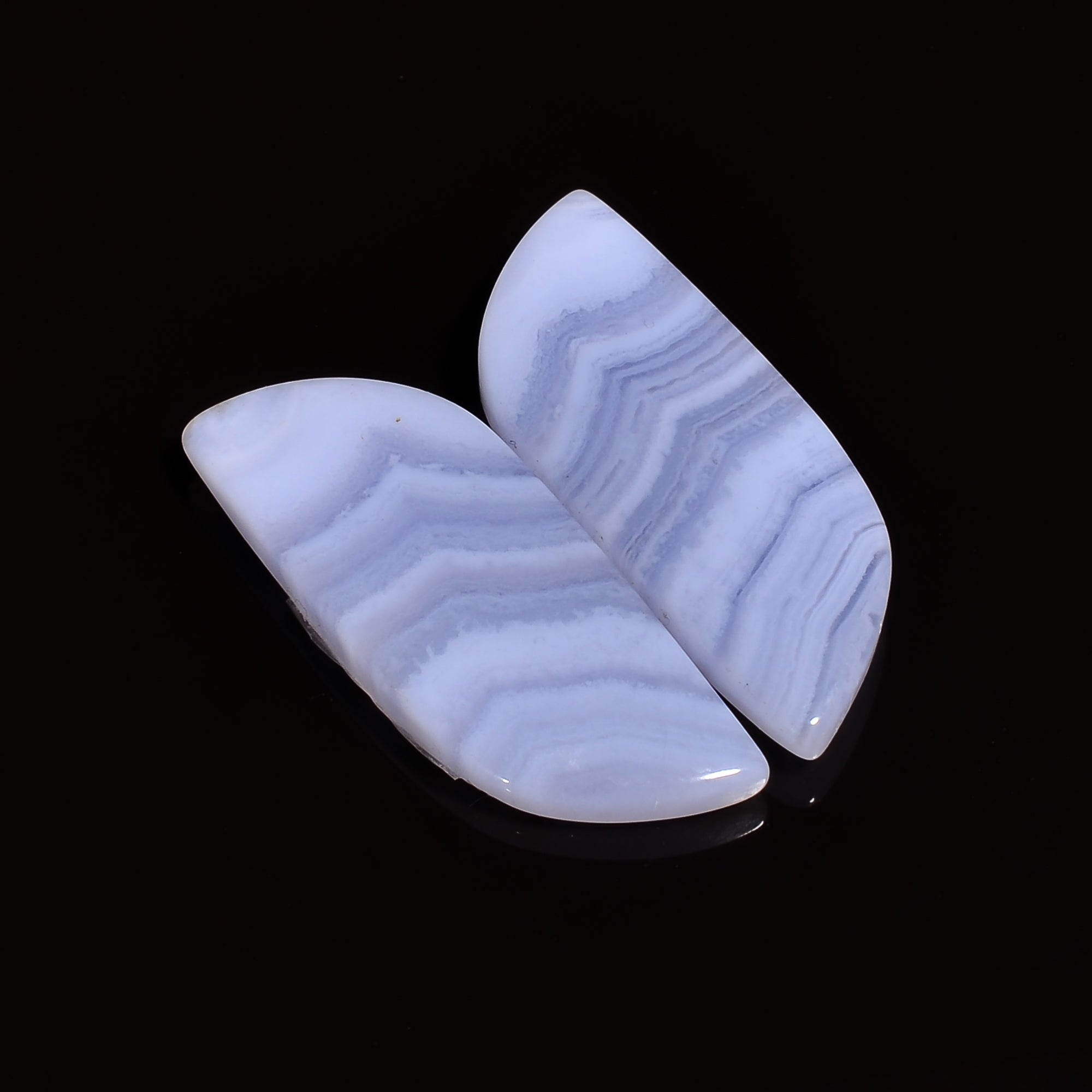 natural blue lace agate fancy shape cabochon loose gemstone pair