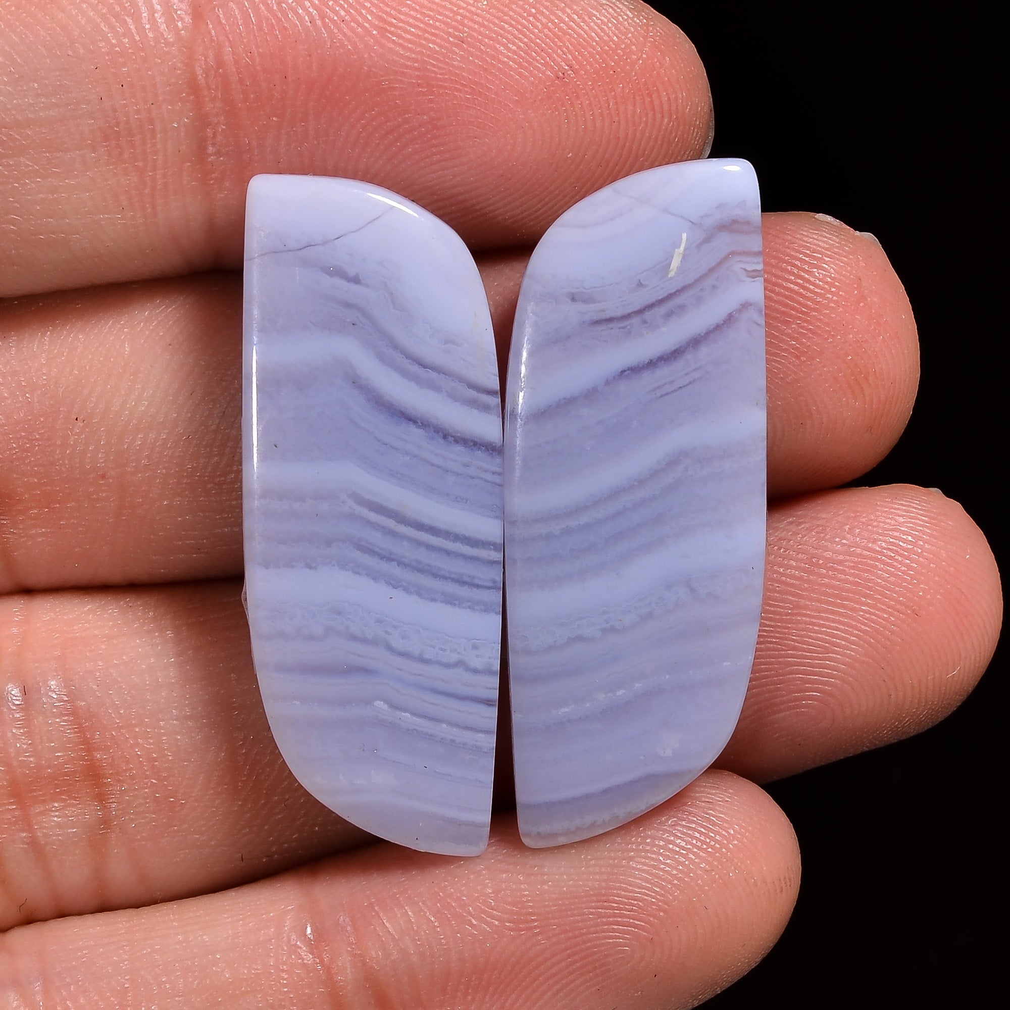 natural blue lace agate fancy shape cabochon loose gemstone pair
